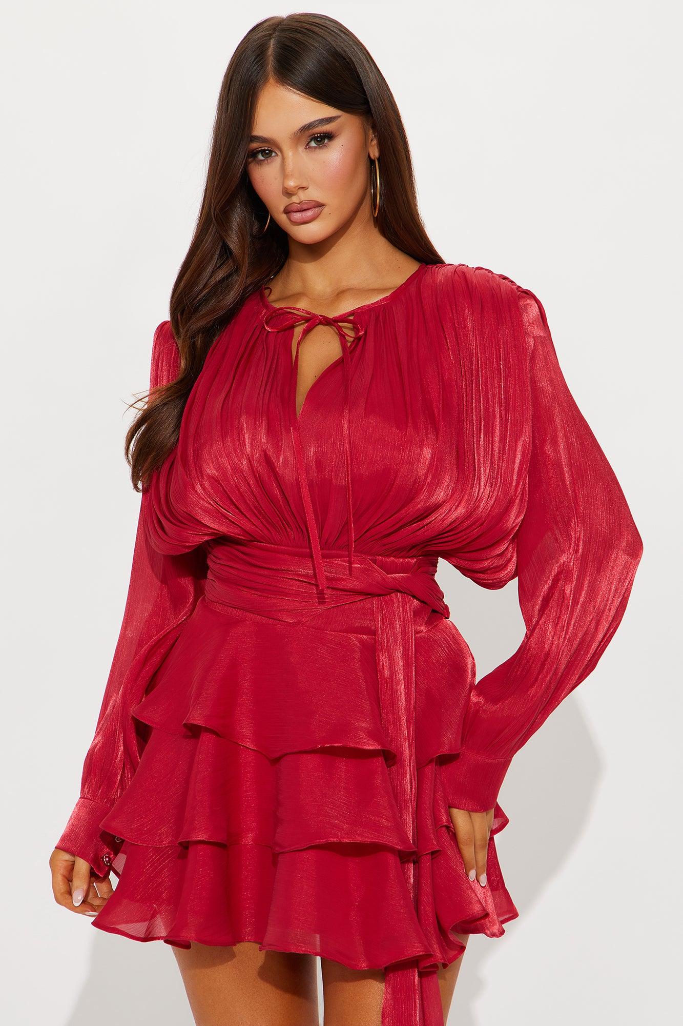 Giselle Soft Organza Mini Dress - Burgundy Female Product Image