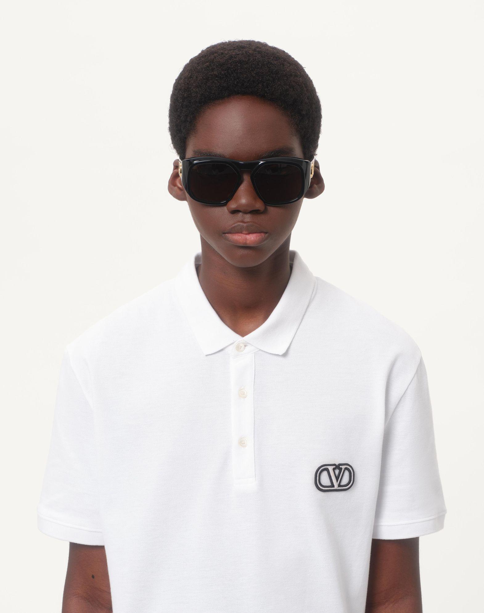 Cotton Piqué Polo Shirt With Vlogo Signature Patch Product Image