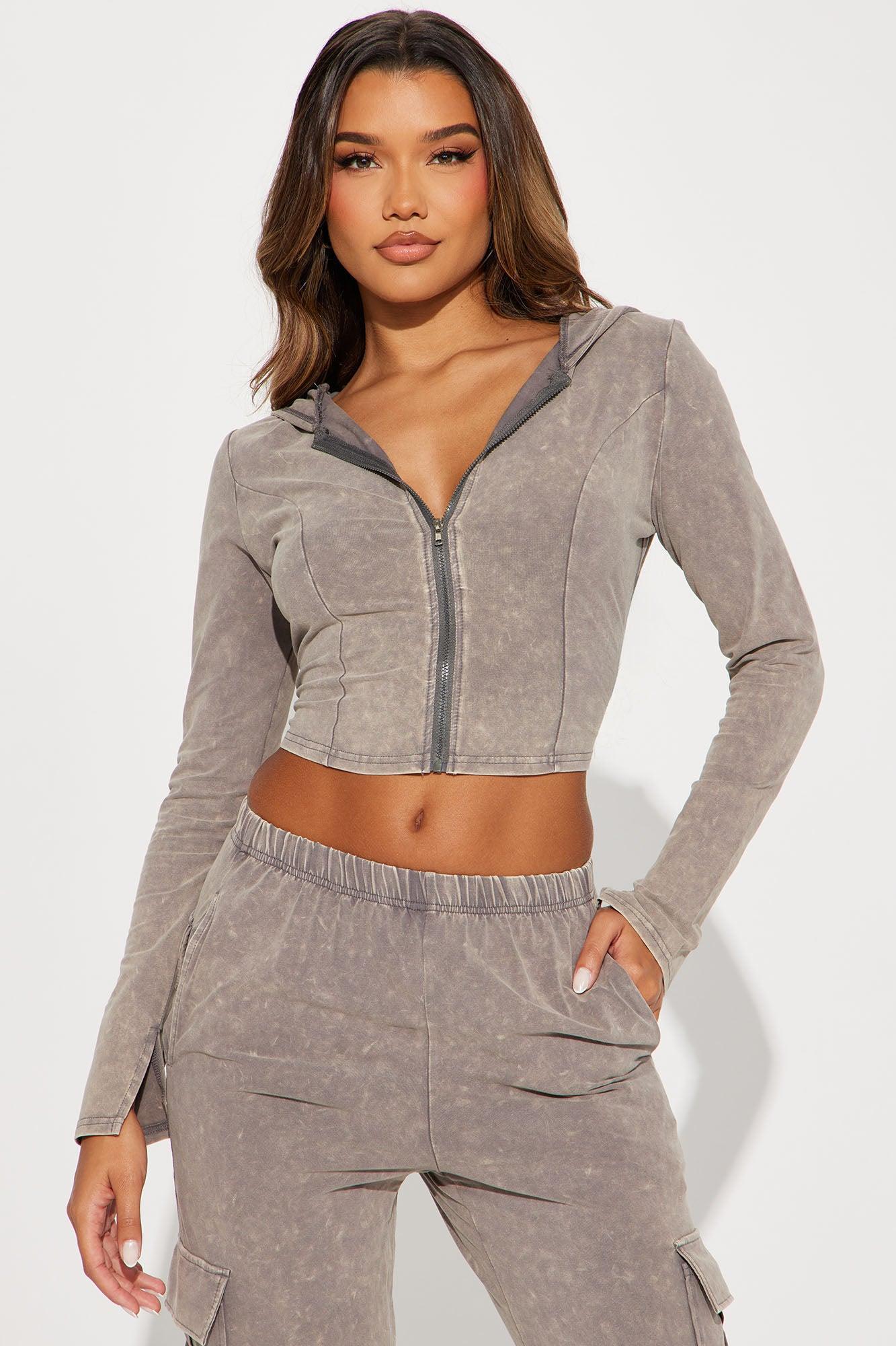 Maeve Mineral Wash Jogger Set - Taupe Product Image