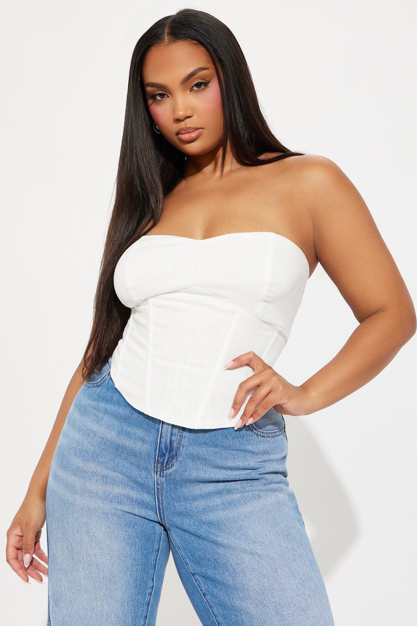 Georgette Linen Corset Top - Ivory Product Image