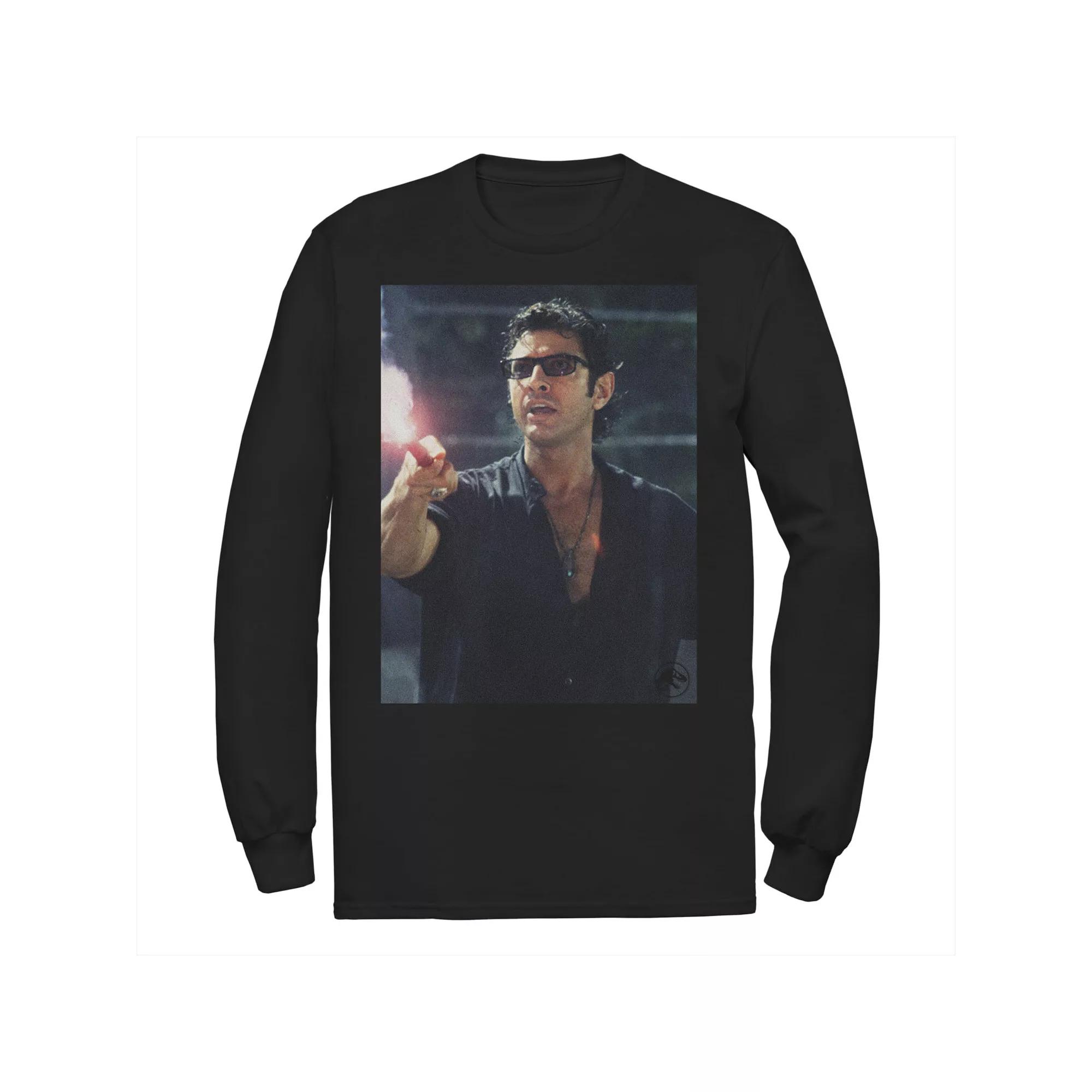 Men's Jurassic Park Ian Malcolm Road Flare Photo Long Sleeve Graphic Tee,  Product Image