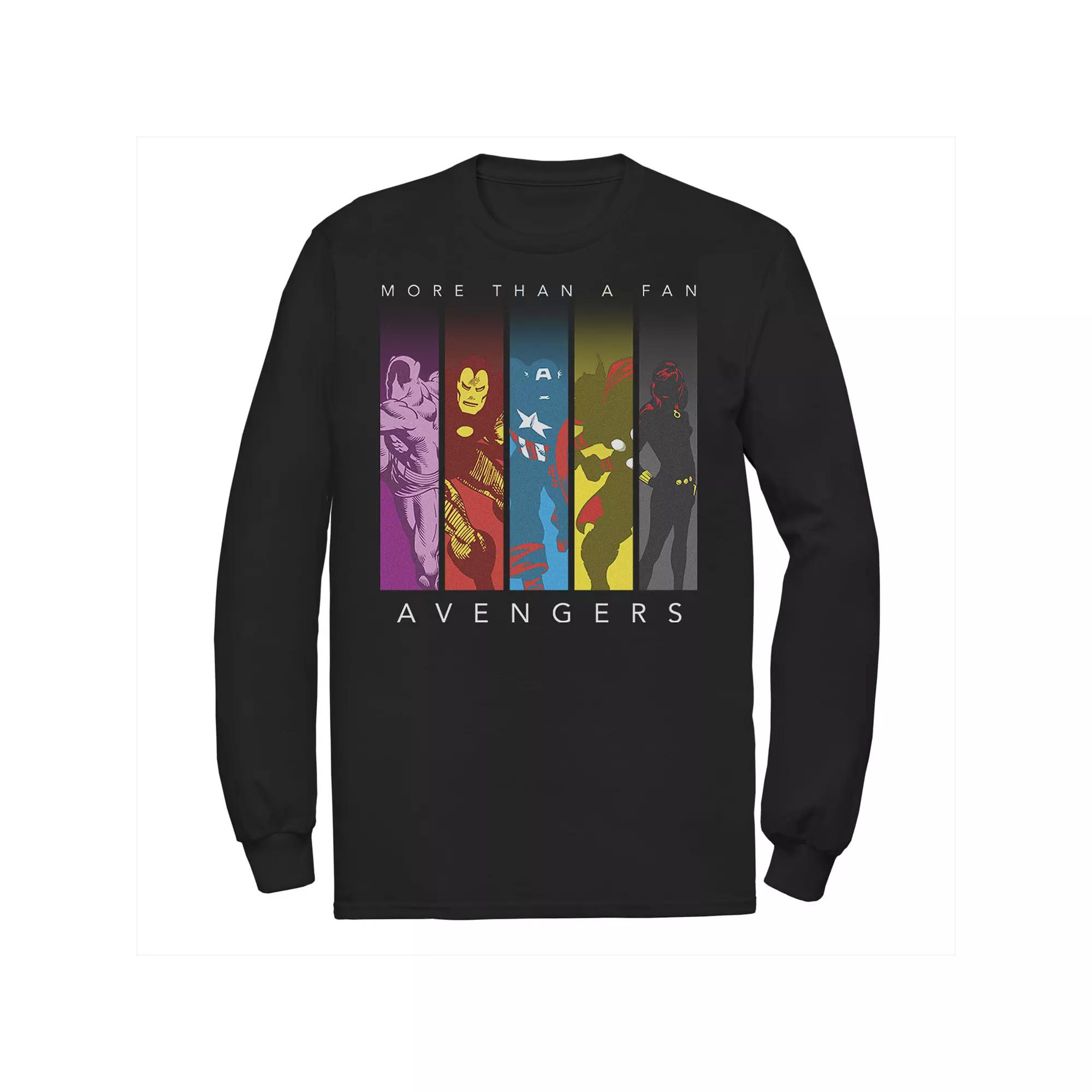 Men's Marvel Marvel Avengers More Than A Fan Colorful Panel Silhouette Long Sleeve Graphic Tee,  Product Image