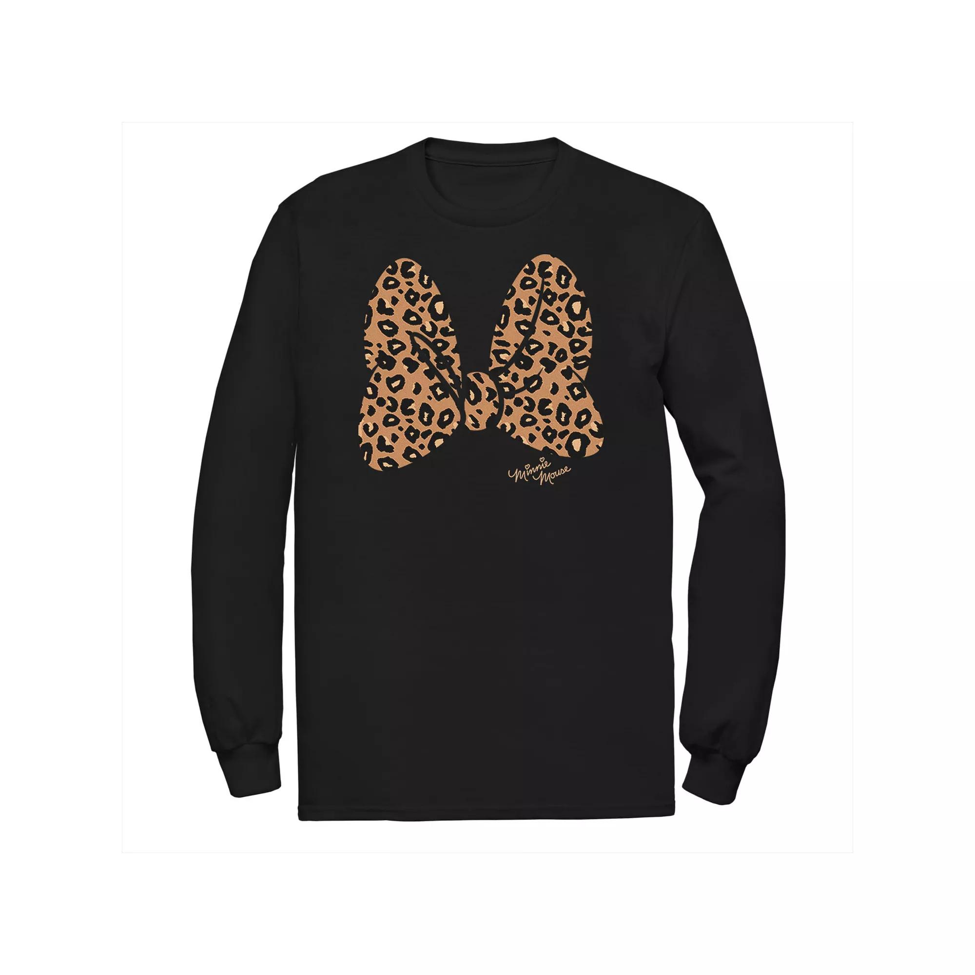 Disney's Minnie Mouse Big & Tall Leopard Print Bow Long Sleeve Graphic Tee, Men's,  Product Image