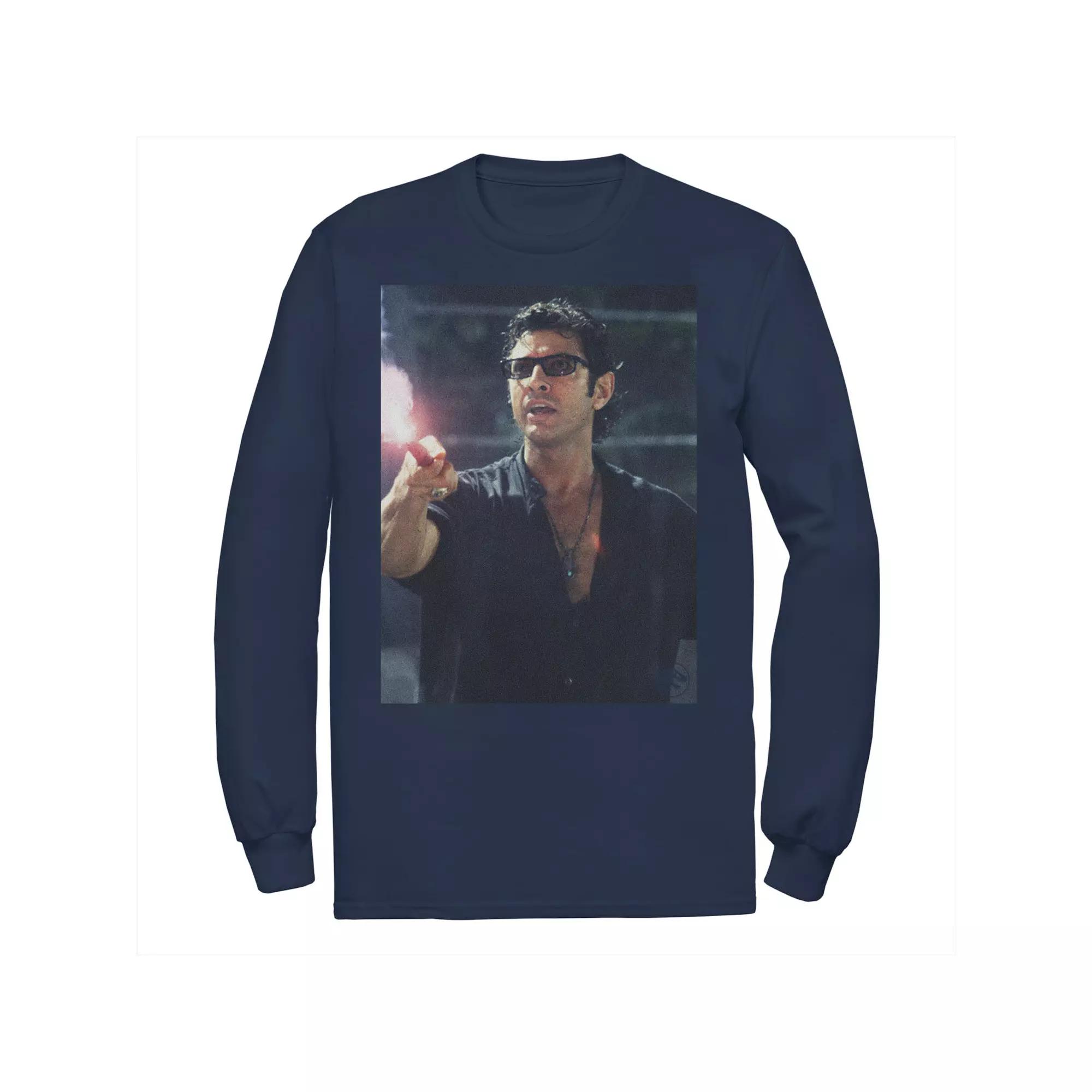 Men's Jurassic Park Ian Malcolm Road Flare Photo Long Sleeve Graphic Tee,  Product Image