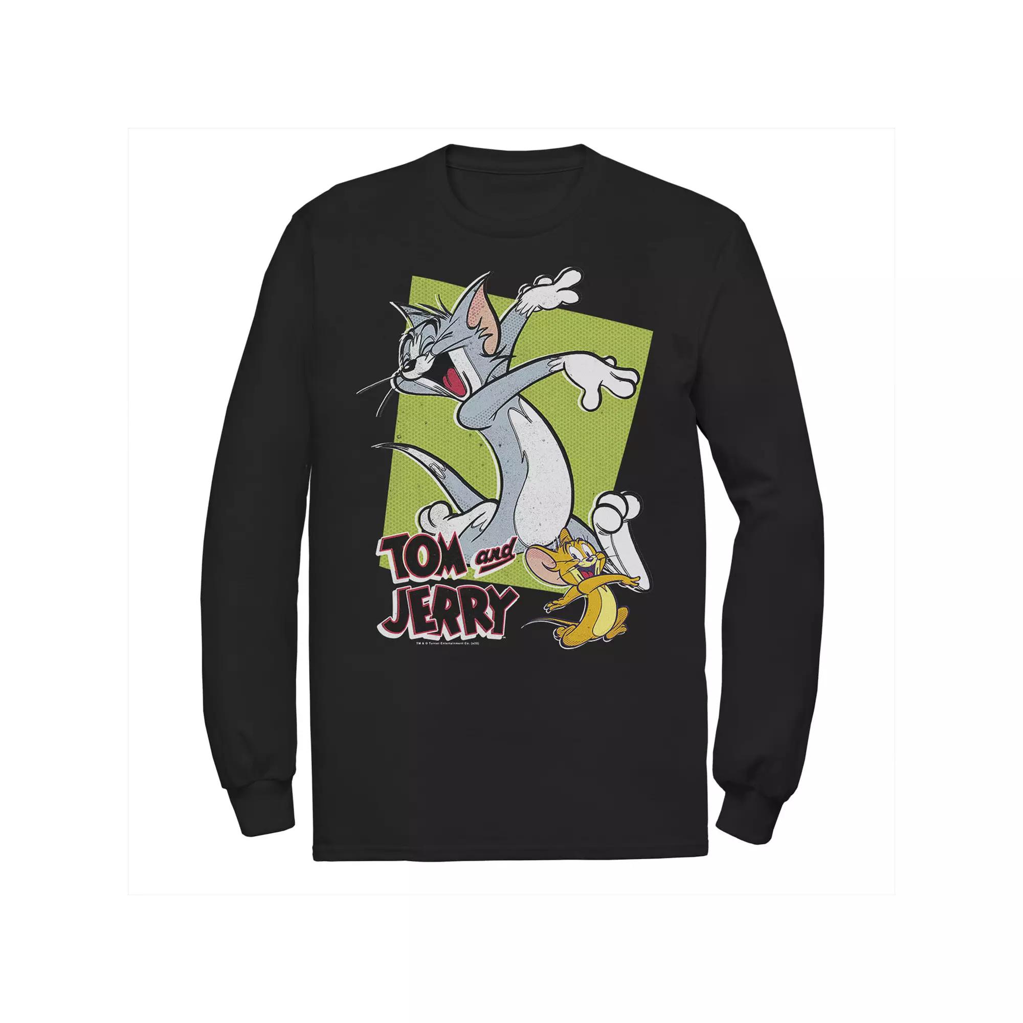 Mens Tom And Jerry Retro Style Green Box Portrait Tee, Men's,  Product Image