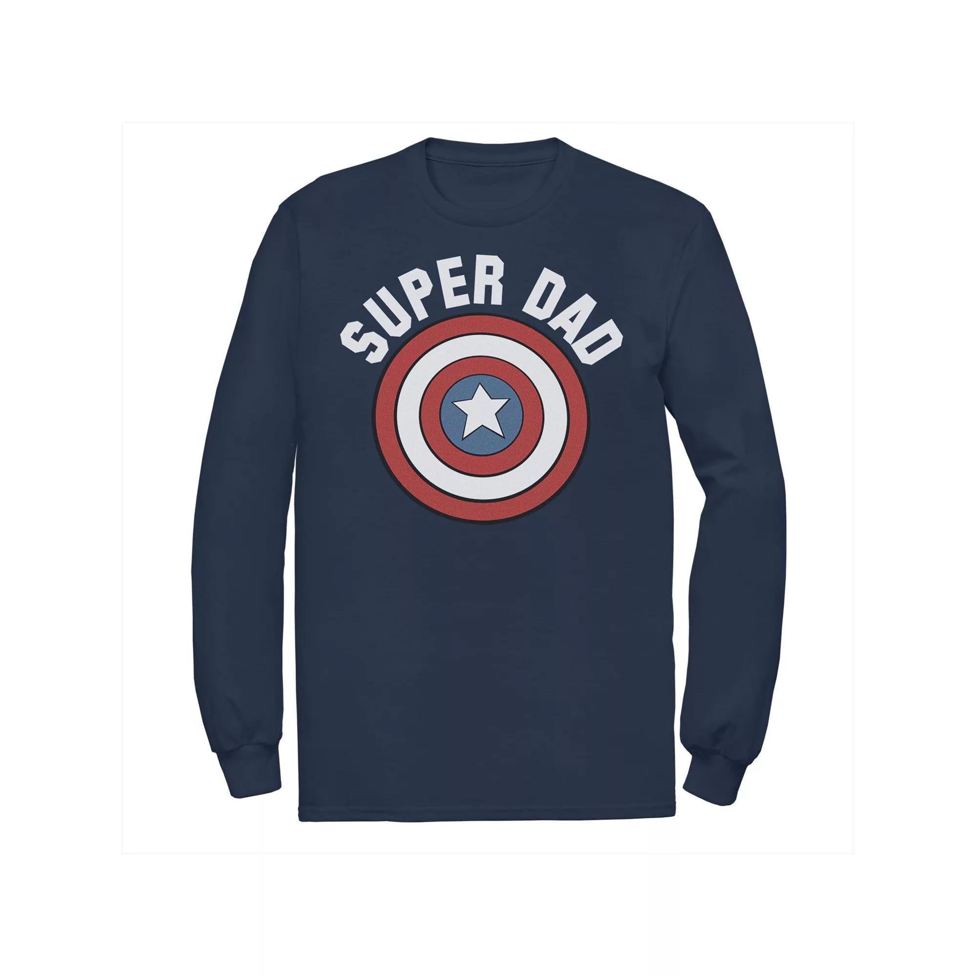 Big & Tall Marvel Father's Day Super Dad Captain America Shield Long Sleeve Tee, Men's,  Product Image
