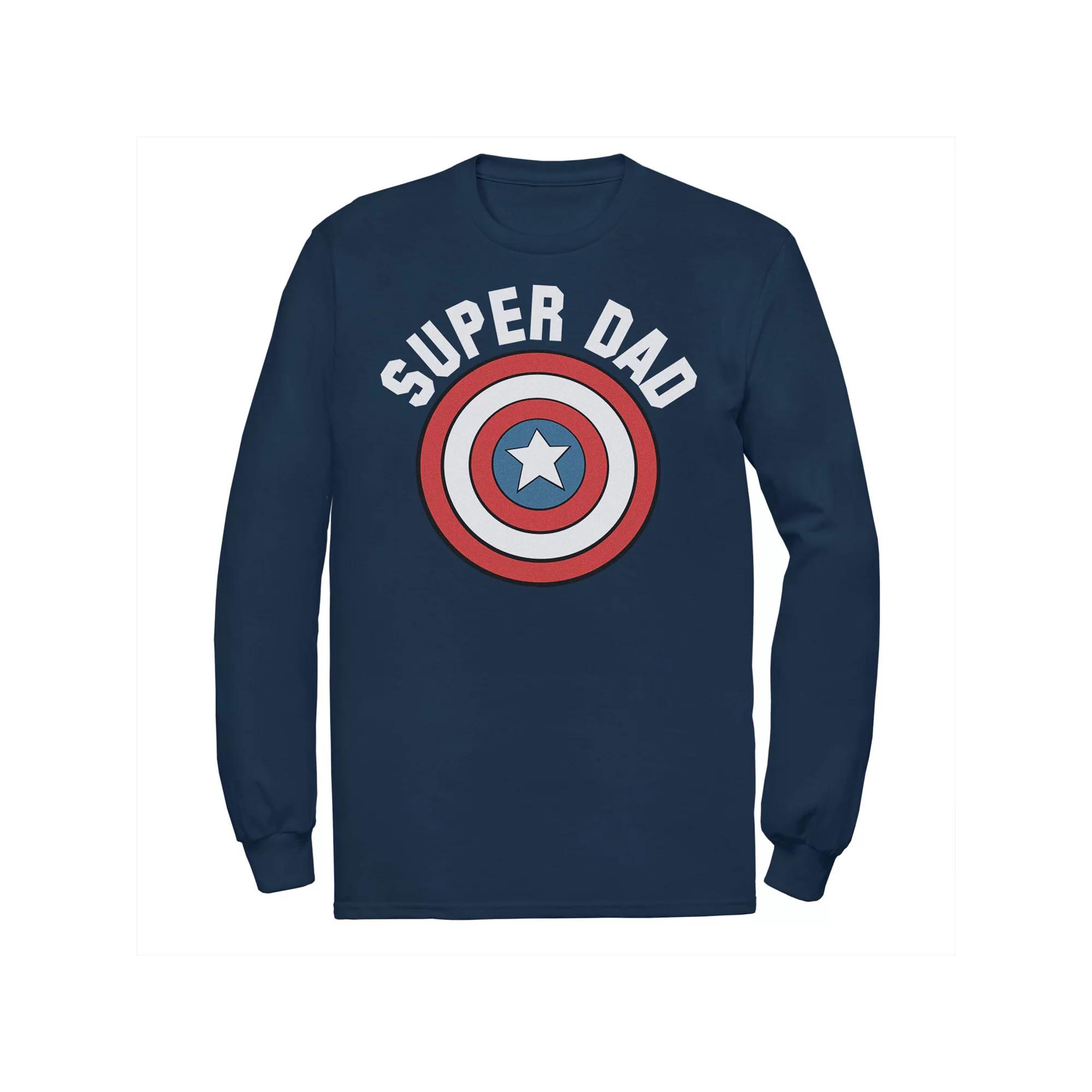 Big & Tall Marvel Father's Day Super Dad Captain America Shield Long Sleeve Tee, Men's,  Product Image