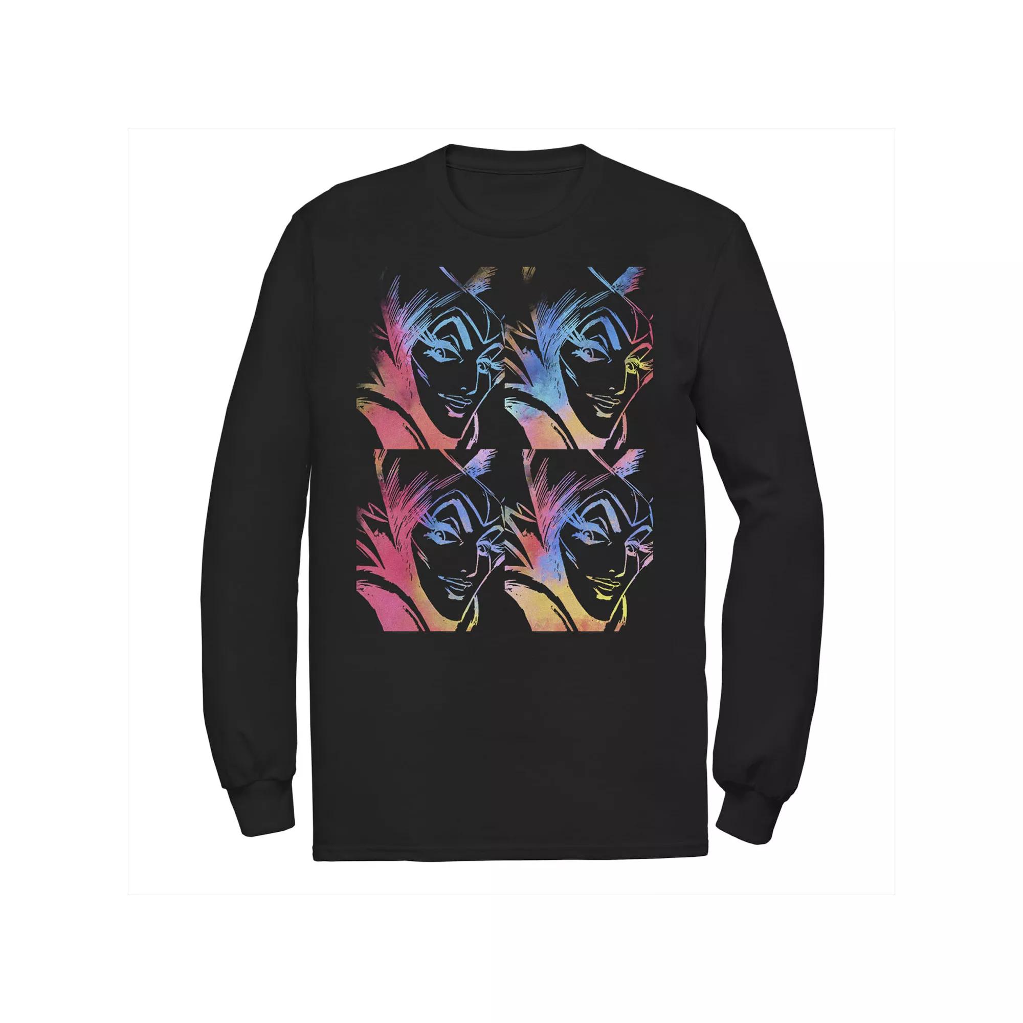 Disney's Villains Sleeping Beauty Maleficent Men's Stencil Panels Long Sleeve Tee,  Product Image