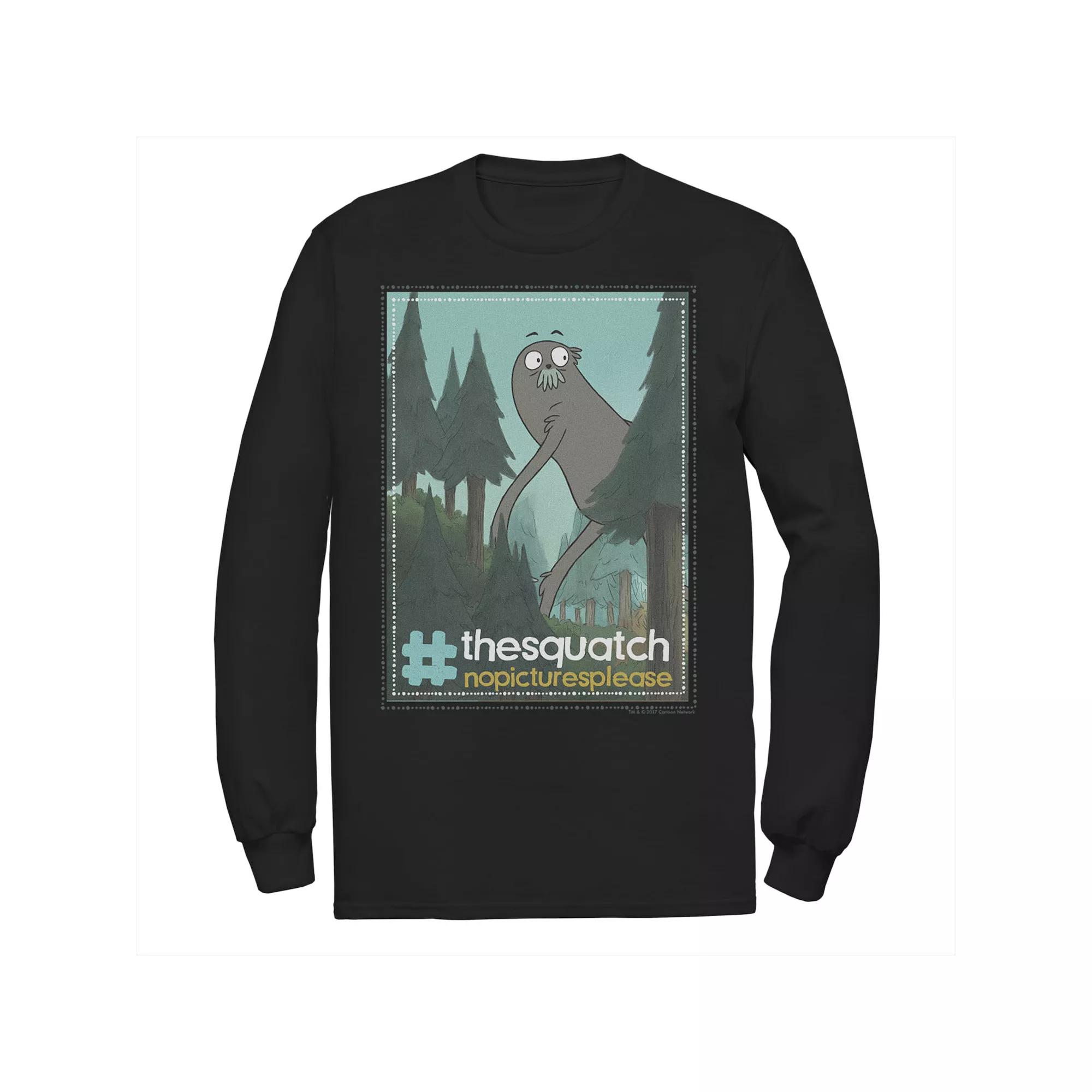 Men's Cartoon Network We Bare Bears Charlie The Squatch Hashtag Long Sleeve Tee,  Product Image