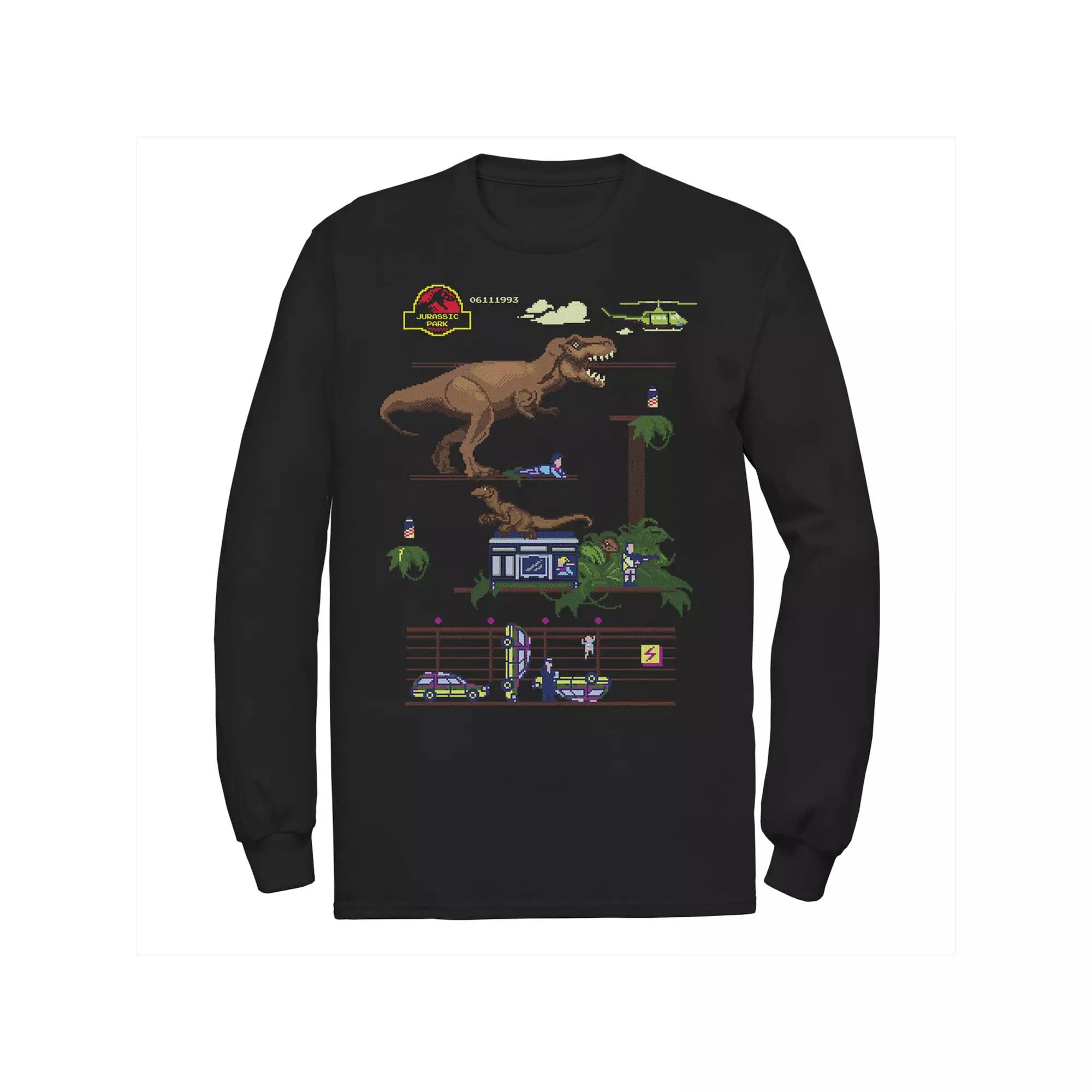 Men's Jurassic Park Digital Video Game Scene Long Sleeve Graphic Tee,  Product Image