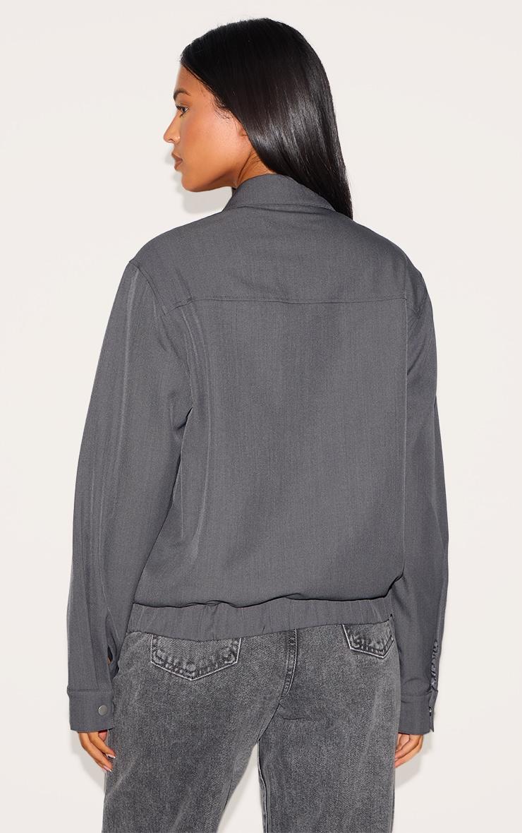 Tall Grey Oversized Utility Bomber Jacket Product Image