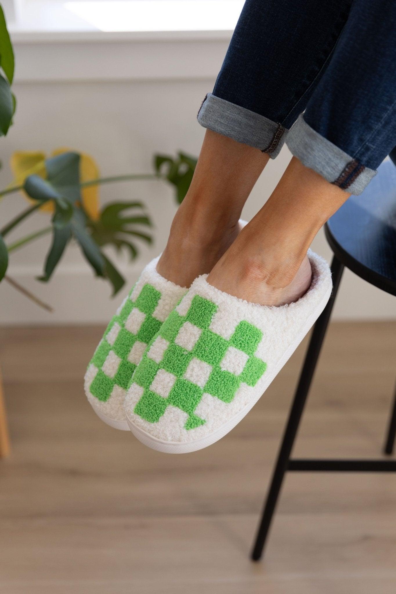 Checked Out Slippers in Green (Online Exclusive) Product Image