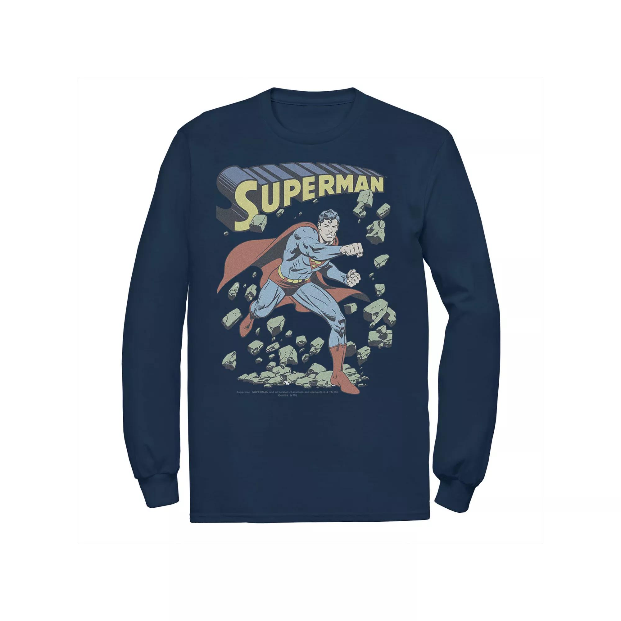 Men's DC Comics Superman With Rocks Vintage Poster Tee,  Product Image