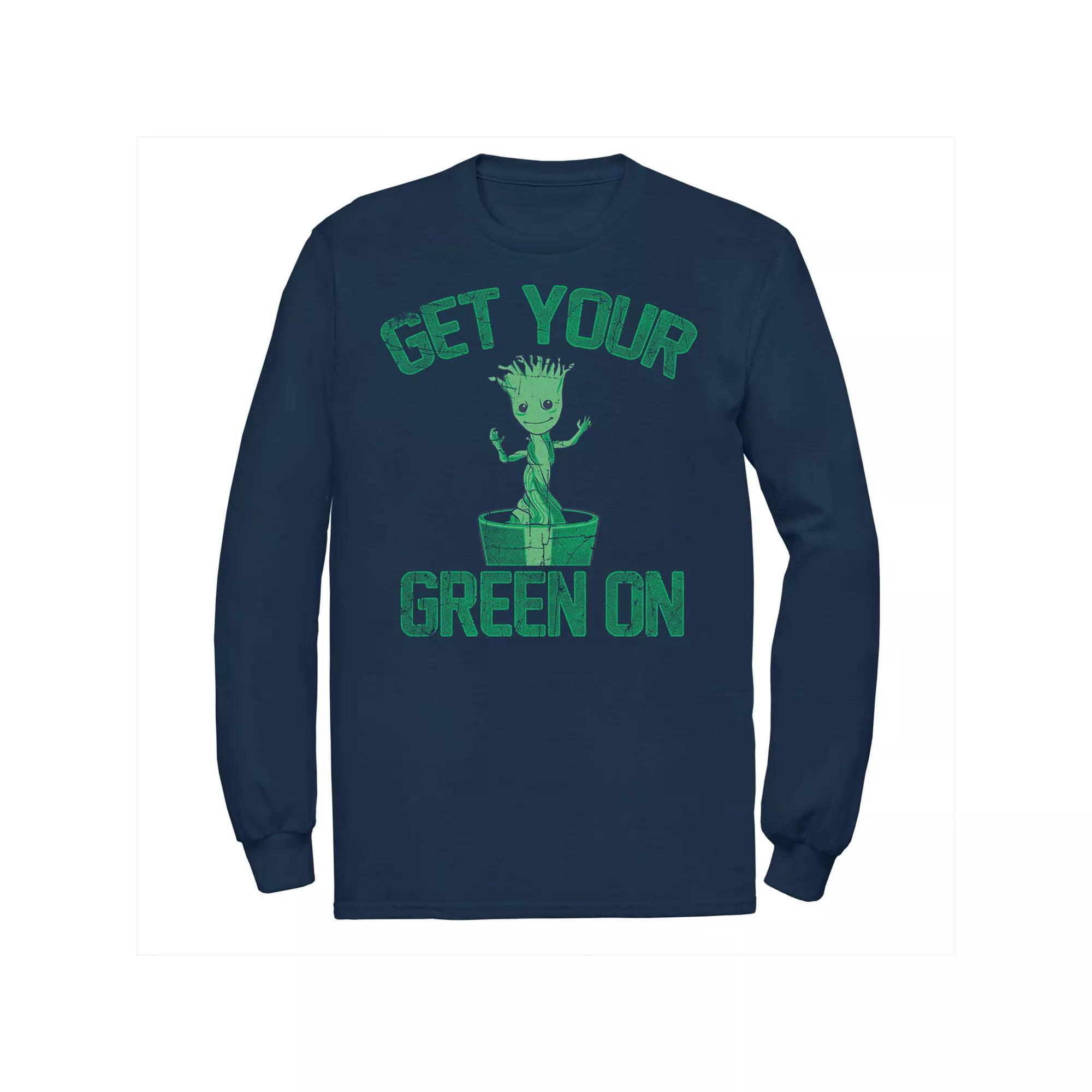 Big & Tall Marvel Groot Guardians of Galaxy St. Paddys Long Sleeve Tee, Men's,  Product Image