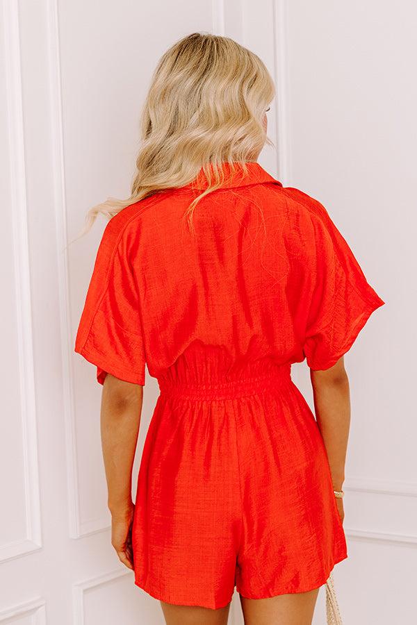 Colorful Coastline Romper in Tangerine Product Image