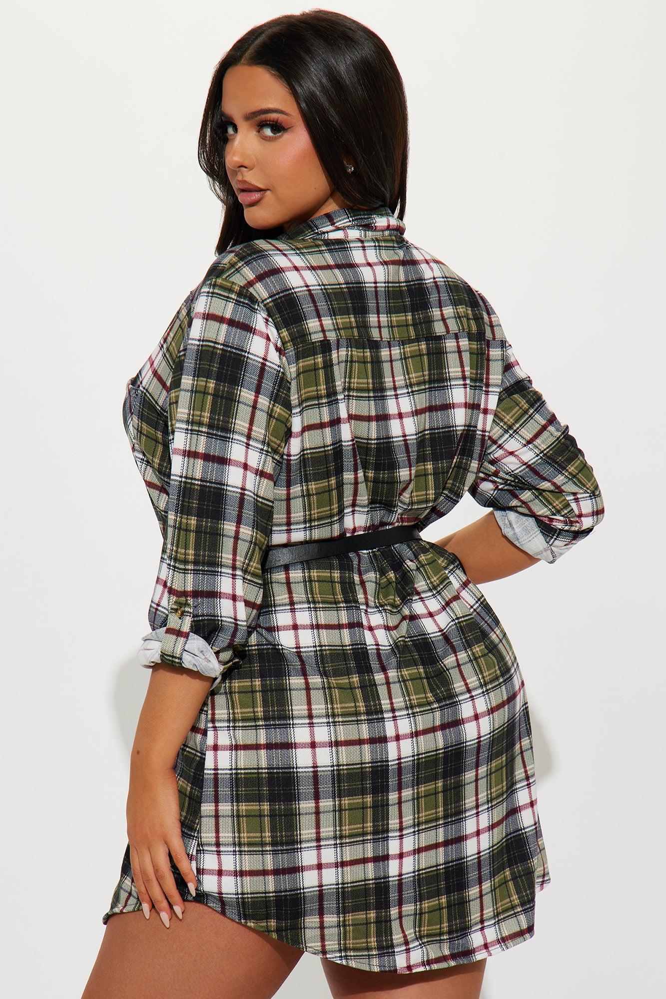 New Heights Belted Mini Dress - Olive/combo Product Image