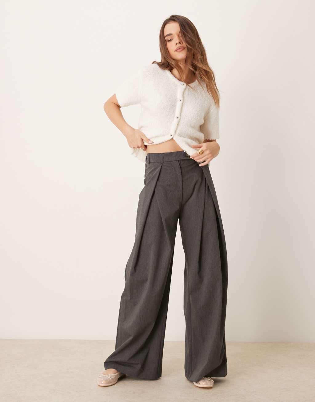 GINA TRICOT supersoft textured knit short sleeve cardigan in off white Product Image