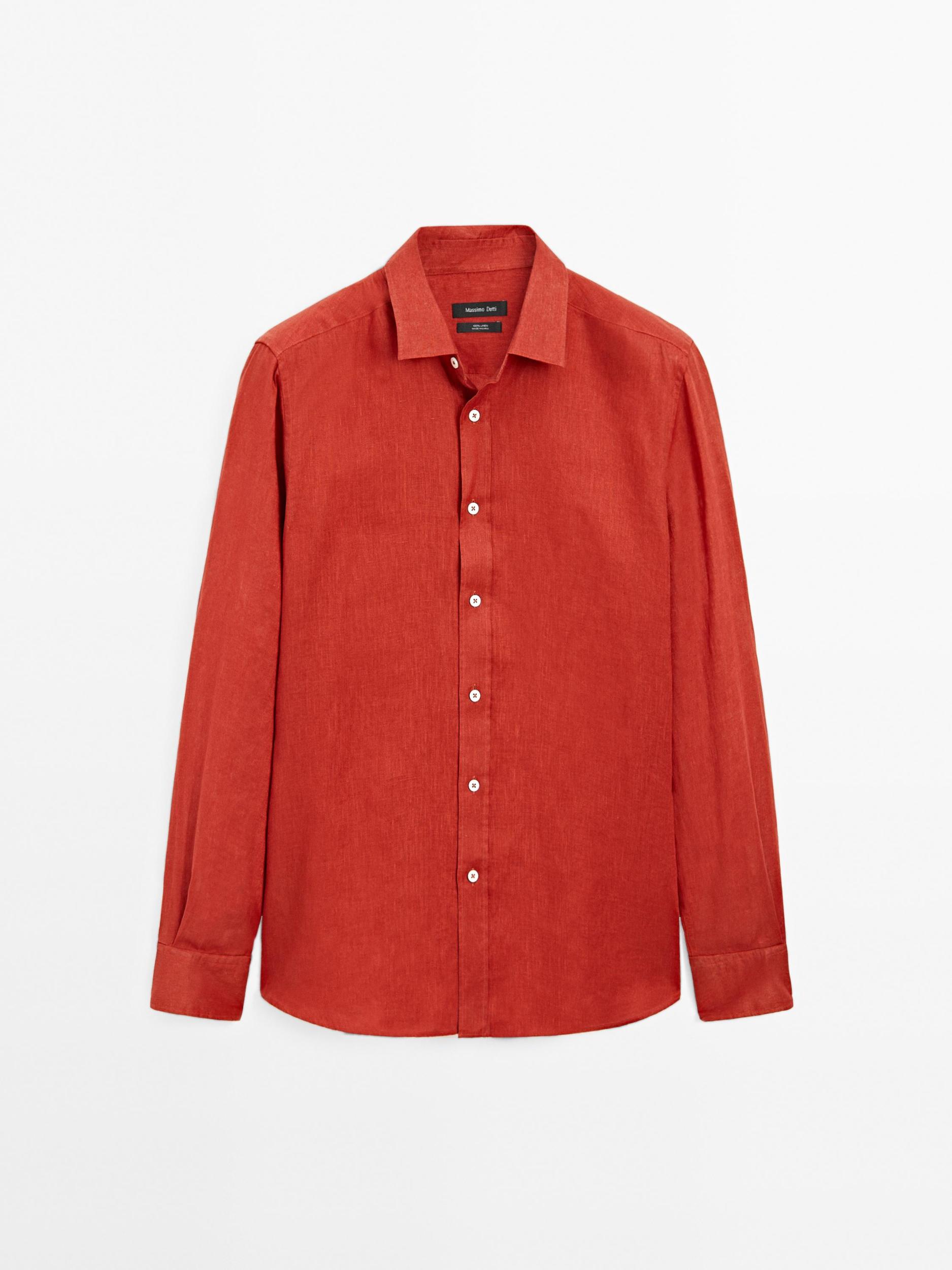 100% linen slim fit shirt Product Image