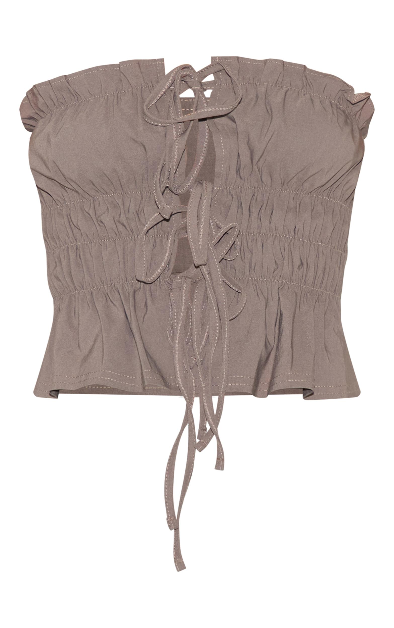  Taupe Bengaline Ruched Bandeau Product Image