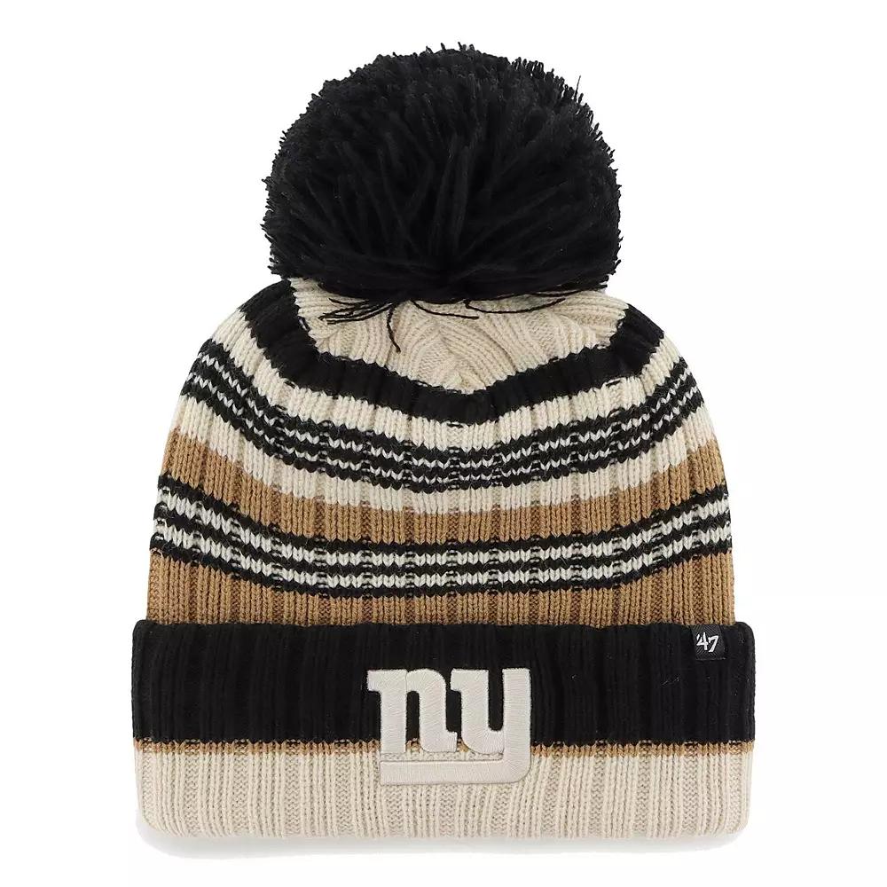 Women's '47 Natural New York Giants Barista Cuffed Knit Hat with Pom, Beige Product Image