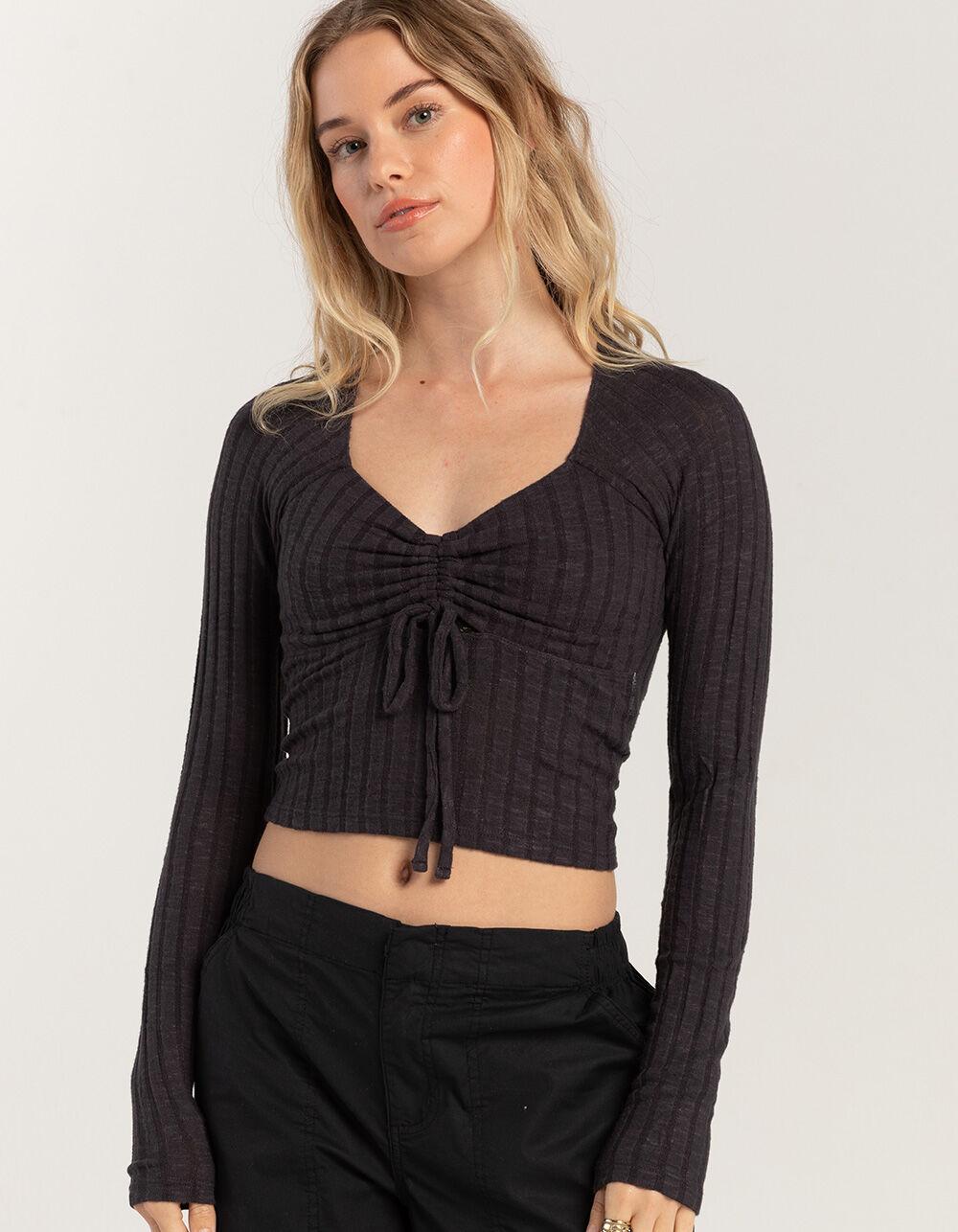 BILLABONG Just A Flirt Womens Long Sleeve Knit Top - OFF-BLACK Product Image