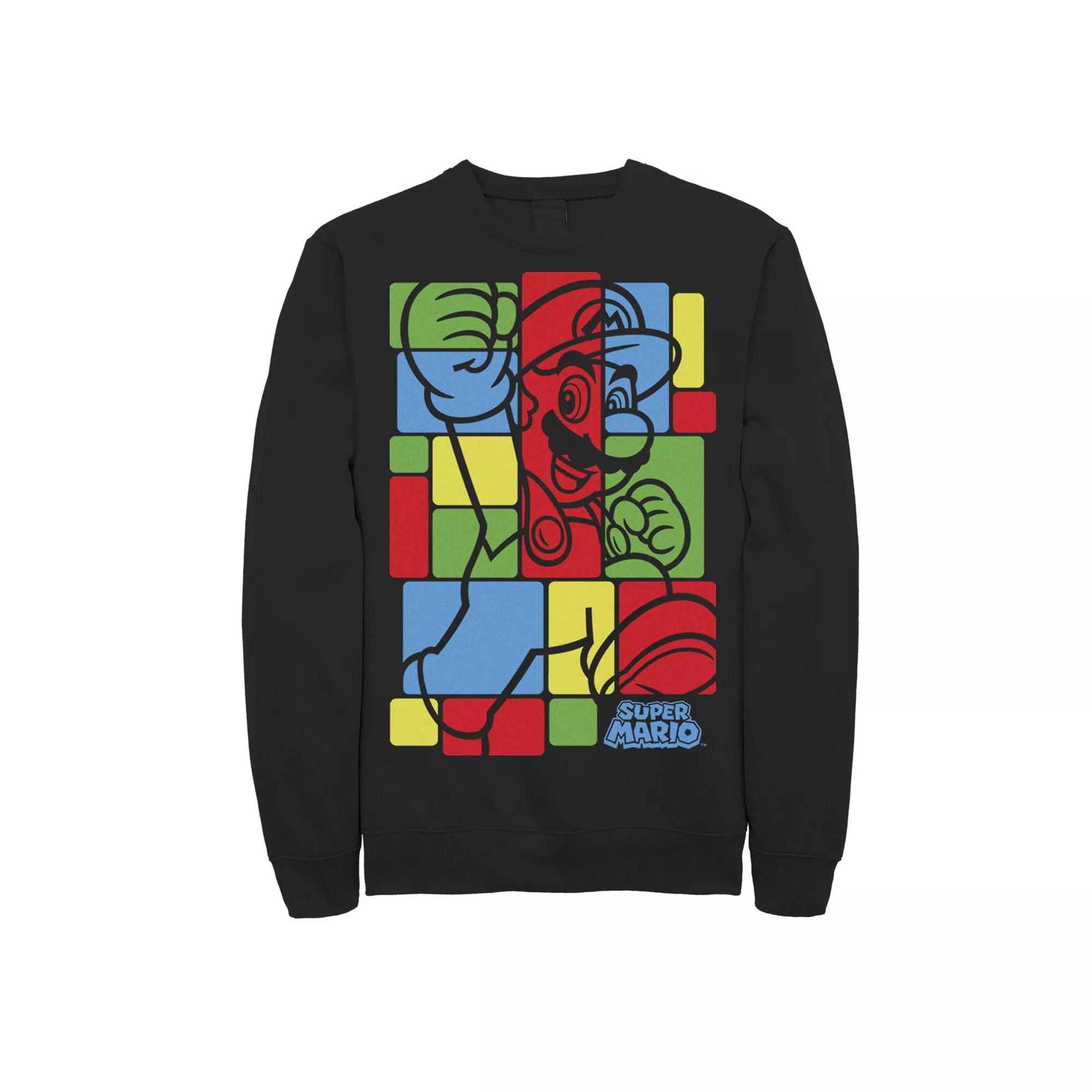 Men's Nintendo Super Mario Colorful Squares Fill Classic Sweatshirt,  Product Image