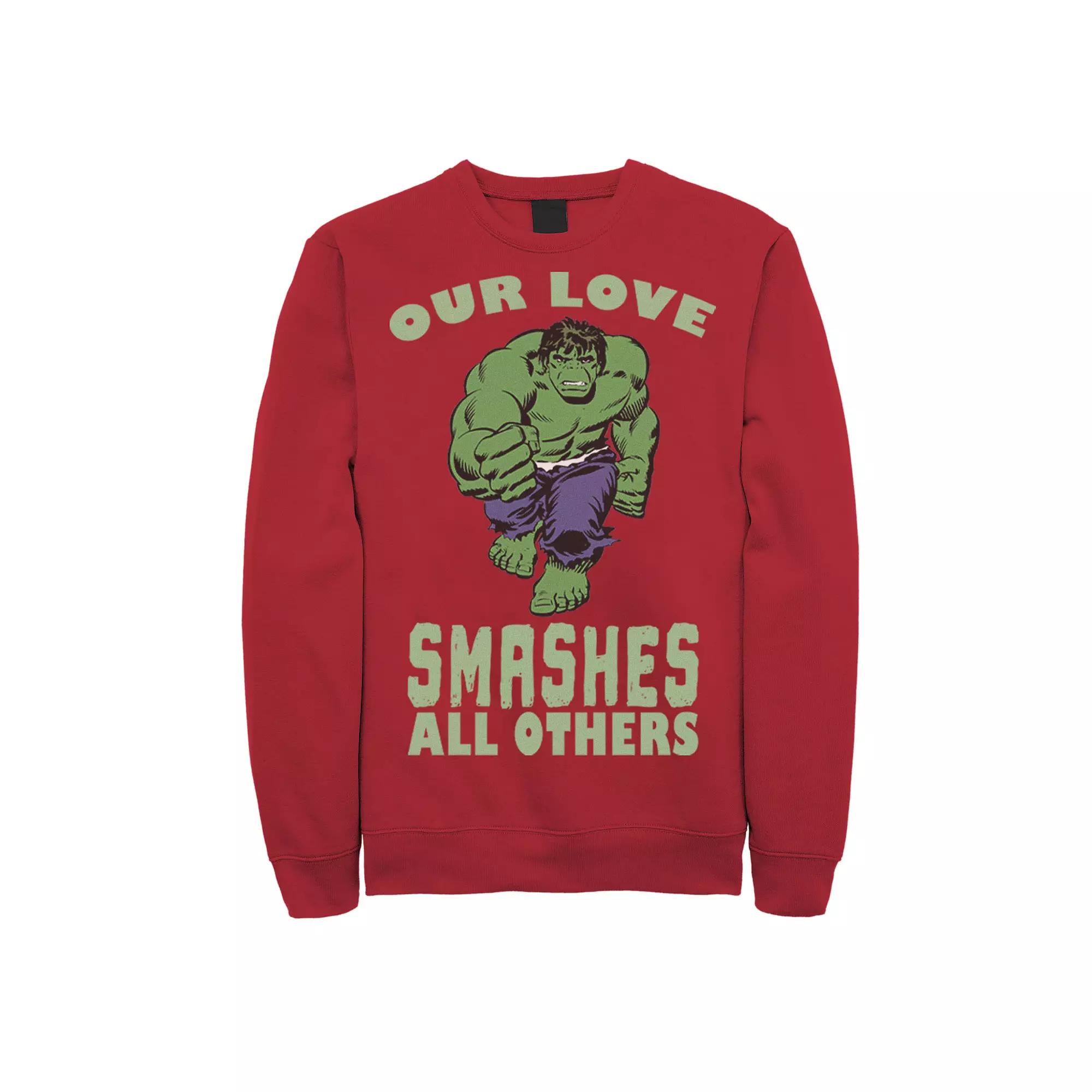 Men's Marvel Smashing Love Valentines Day Sweatshirt,  Product Image