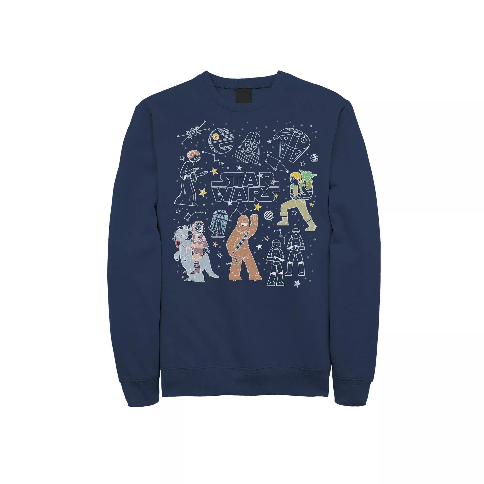 Men's Star Wars Group Shot Constellation Doodles Sweatshirt,  Product Image