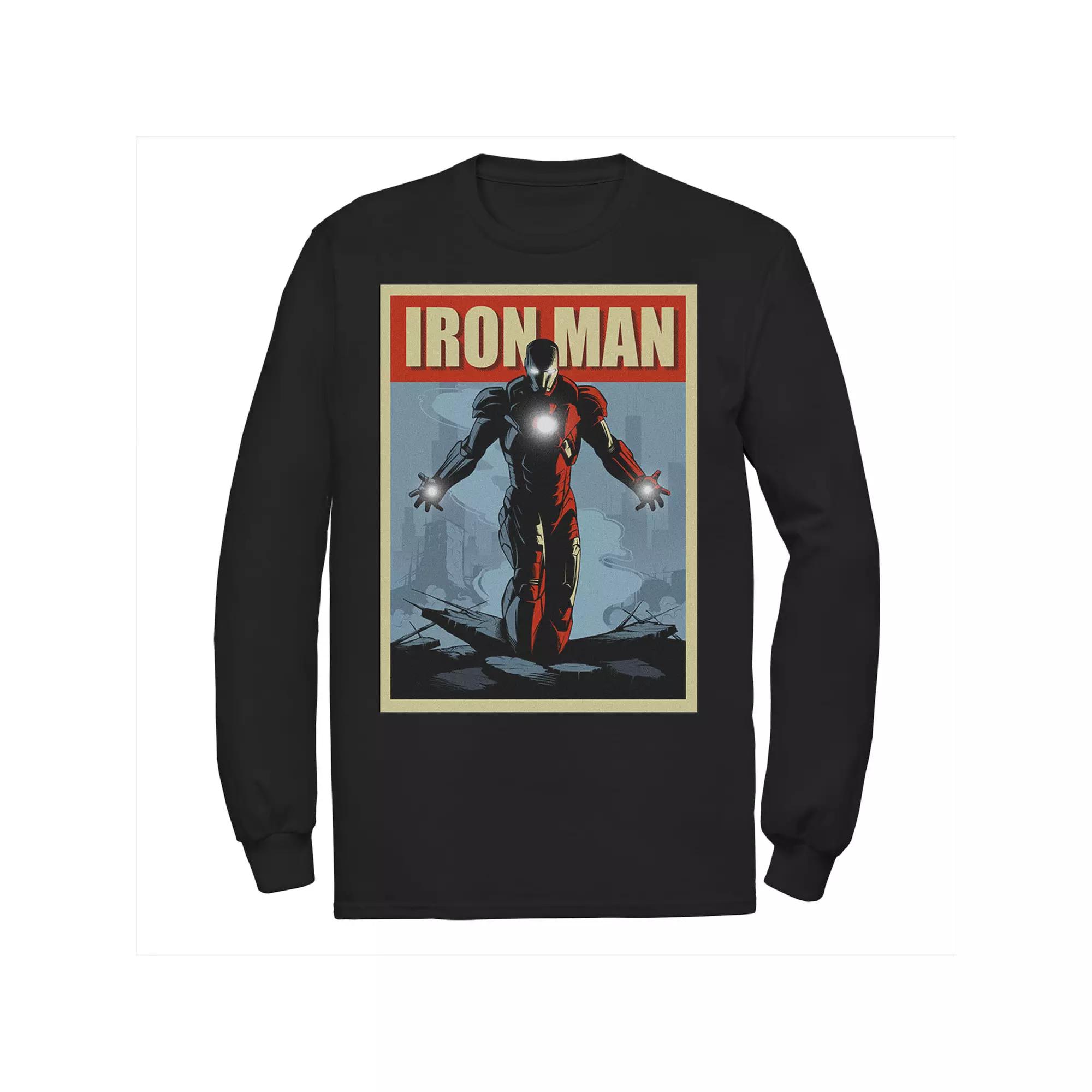 Men's Marvel Iron Man Rise From The Ashes Deco Style Long Sleeve Graphic Tee,  Product Image