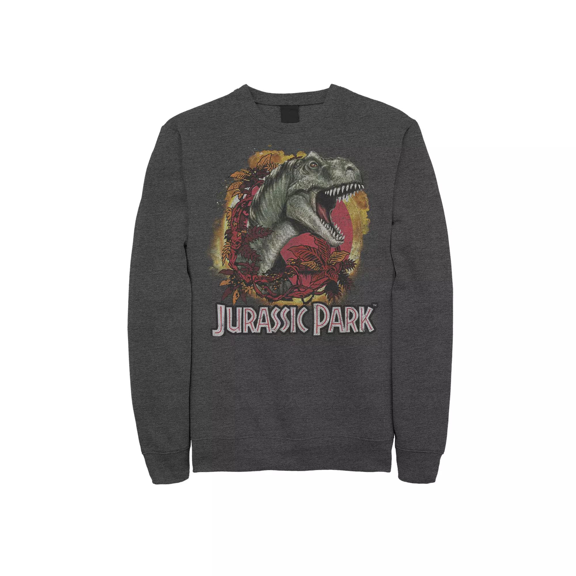 Men's Jurassic Park T-Rex Explosion Tropical Logo Graphic Fleece Pullover,  Product Image