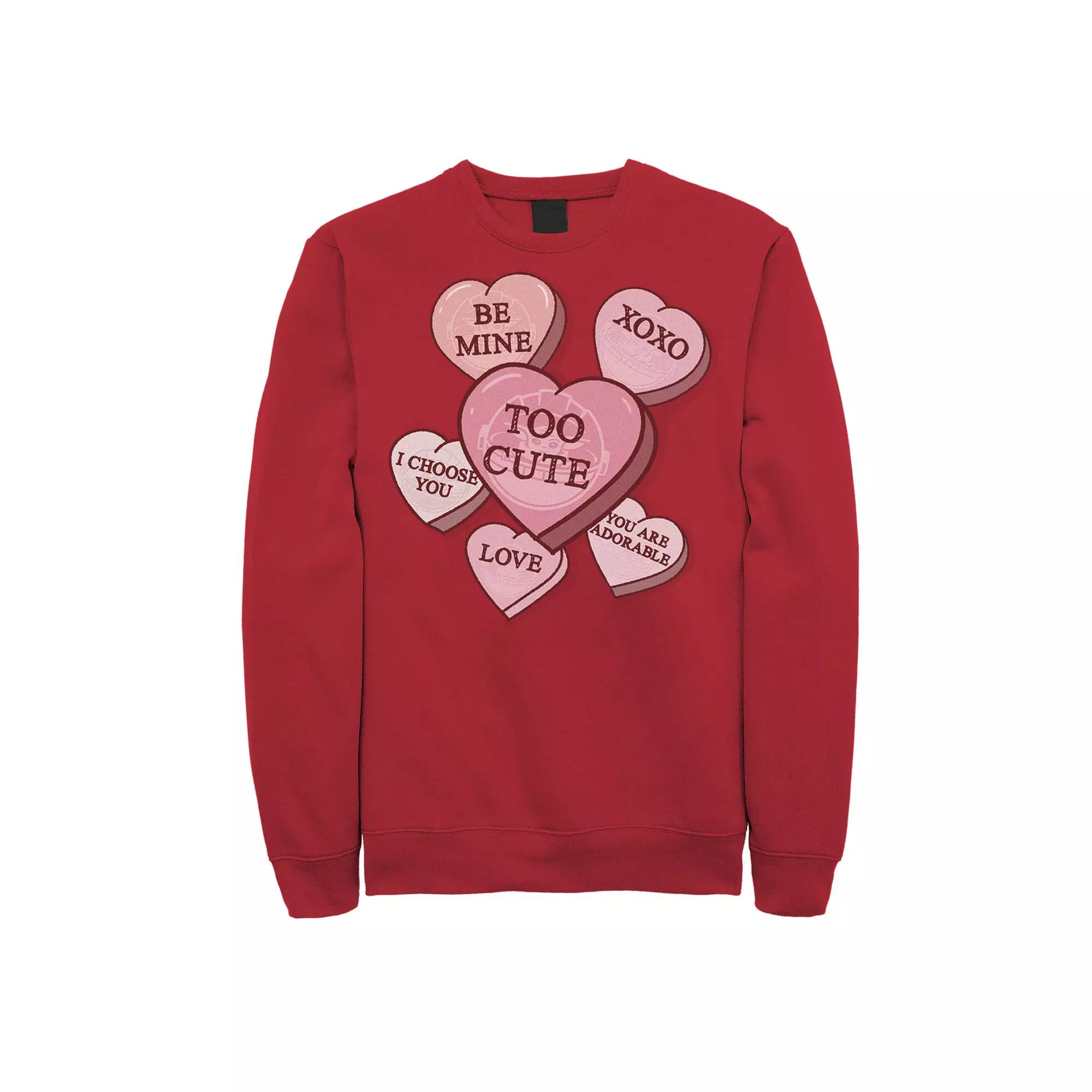 Men's Star Wars The Mandalorian The Child Valentine's Candy Hearts Sweatshirt,  Product Image