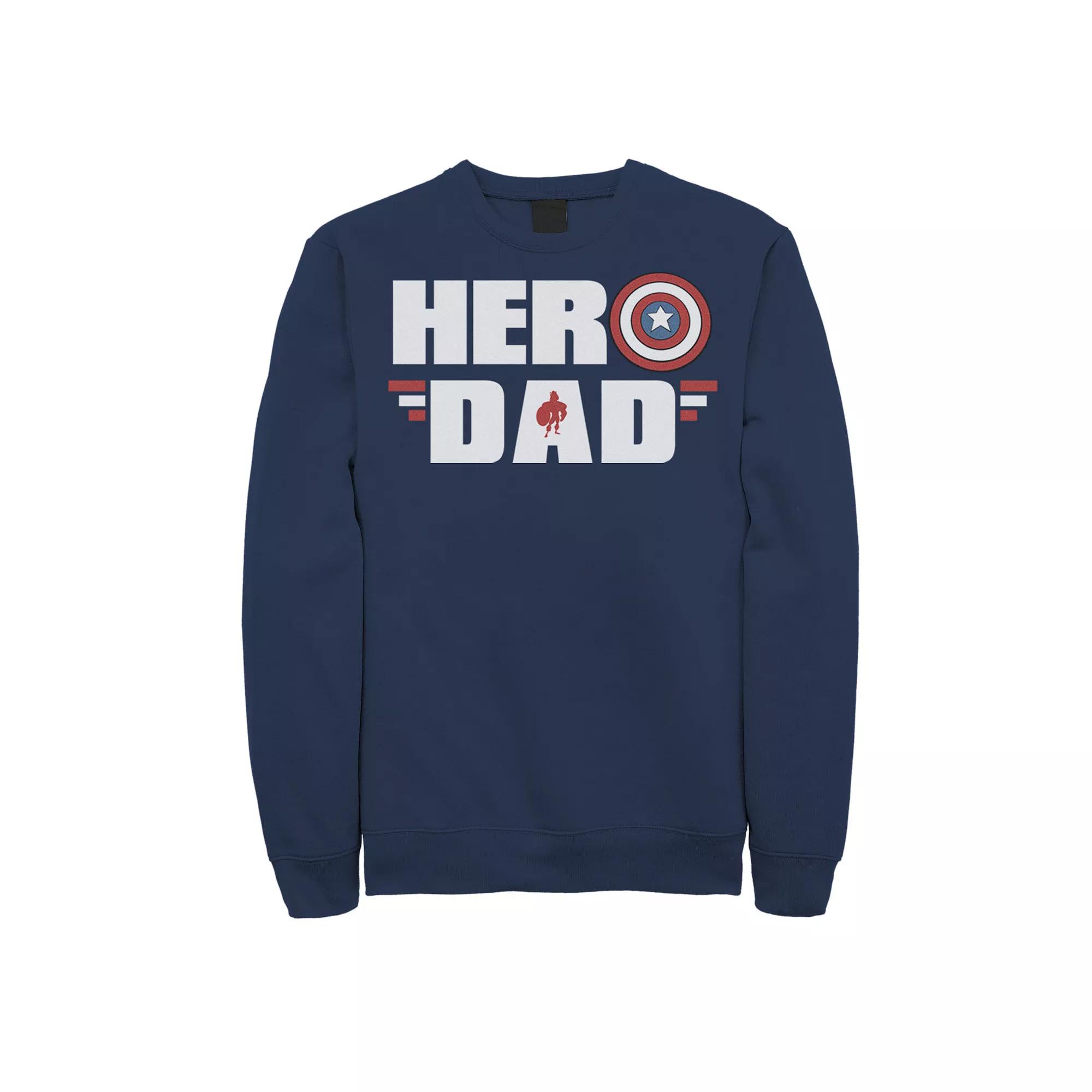 Men's Marvel Father's Day Captain America Shield Hero Dad Logo Sweatshirt, Size: Small, Blue Product Image