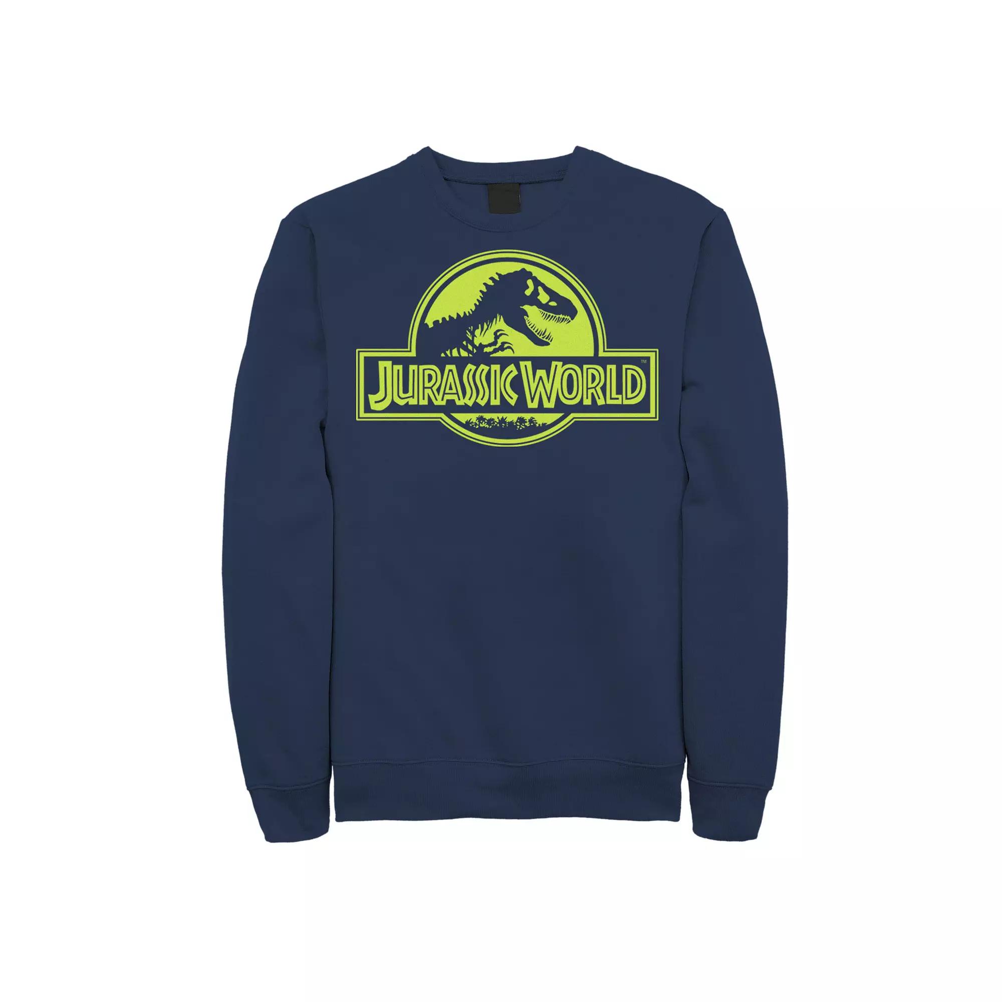 Men's Jurassic World Neon Green Classic Logo Fleece Graphic Pullover,  Product Image