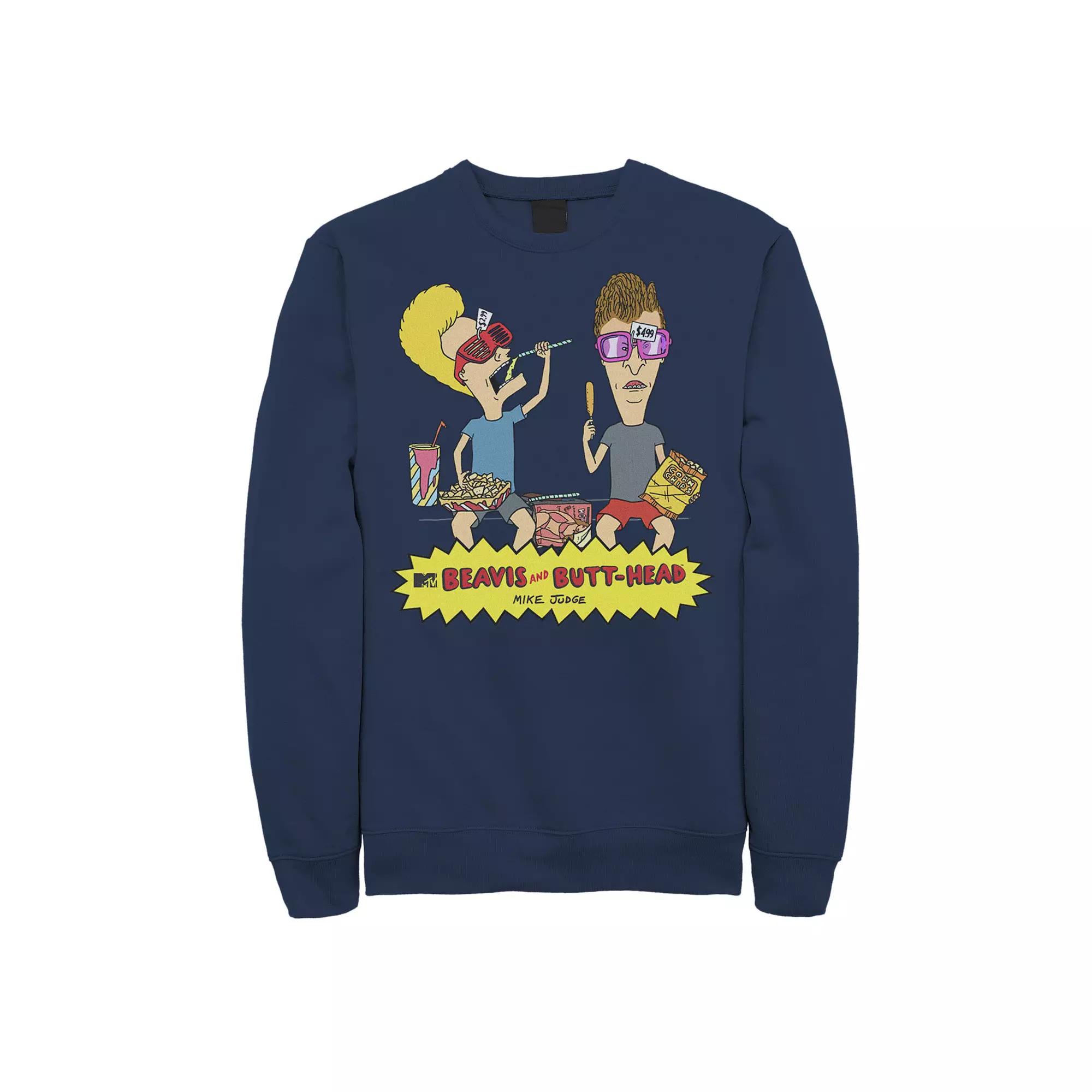 Men's Beavis & Butthead Snacks On The Curb Logo Sweatshirt,  Product Image
