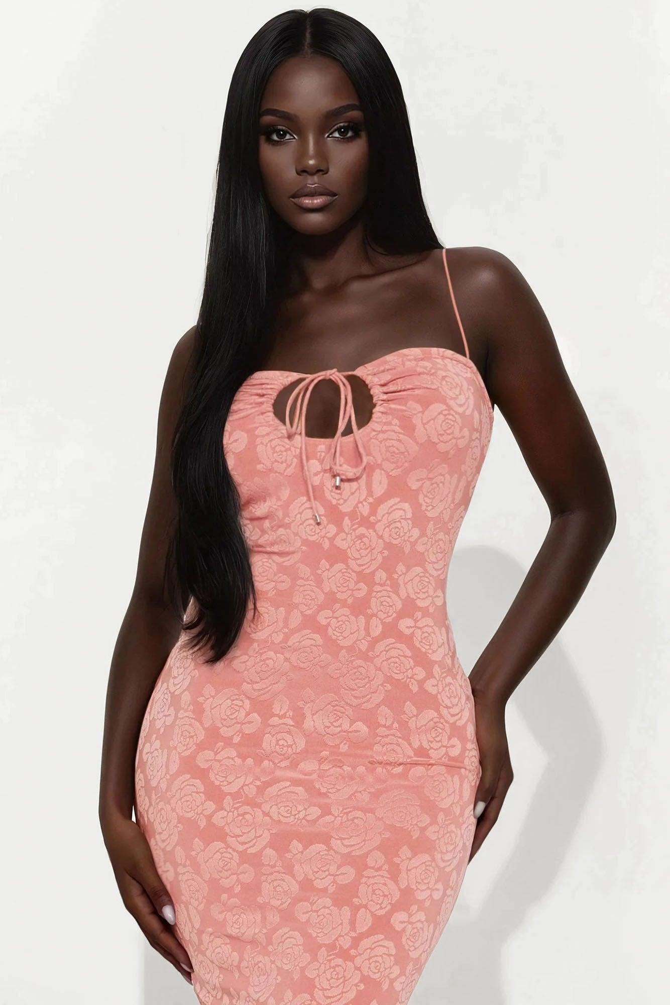 Sweet Rose Floral Midi Dress - Mauve Female Product Image