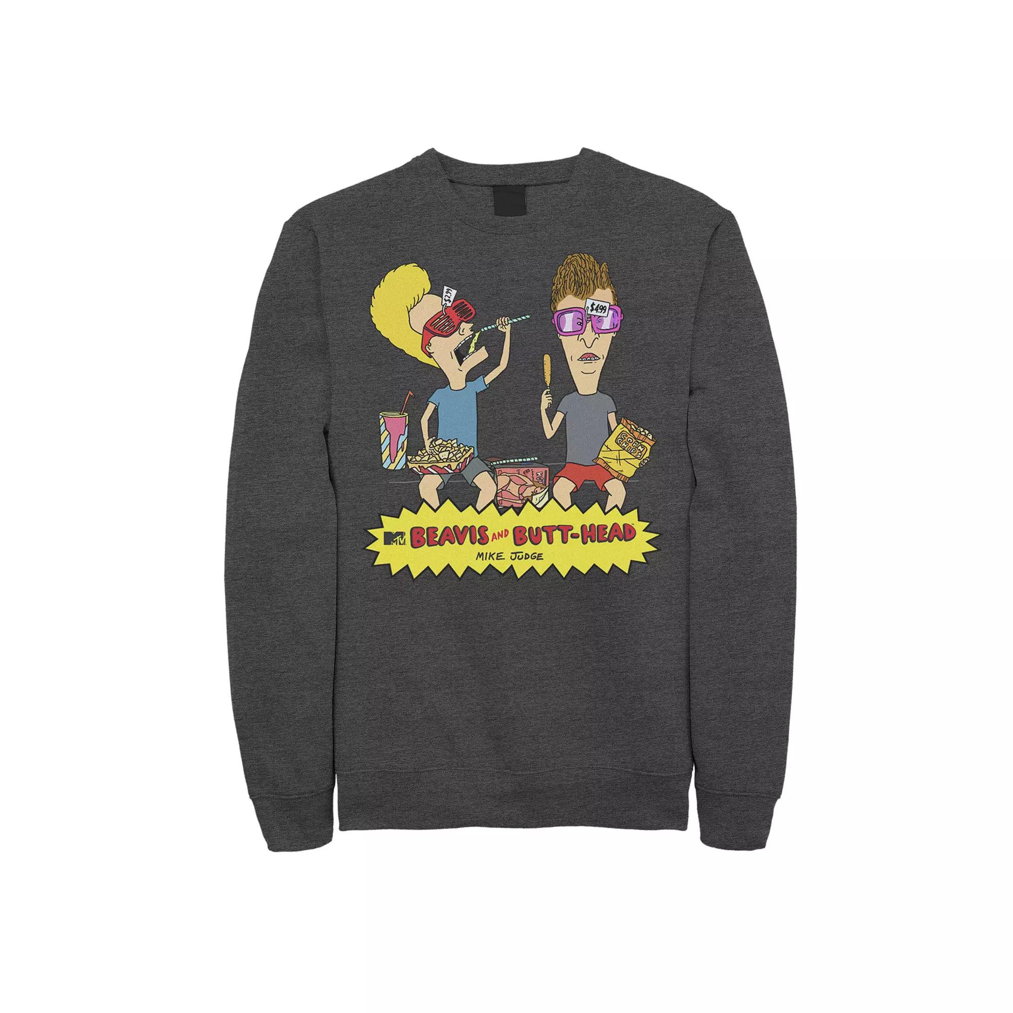 Men's Beavis & Butthead Snacks On The Curb Logo Sweatshirt,  Product Image