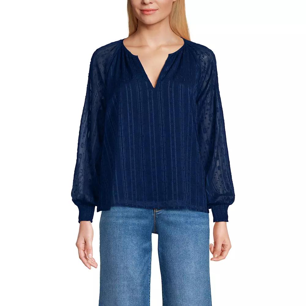 Women's Lands' End Clip Dot Chiffon Blouse,  Product Image
