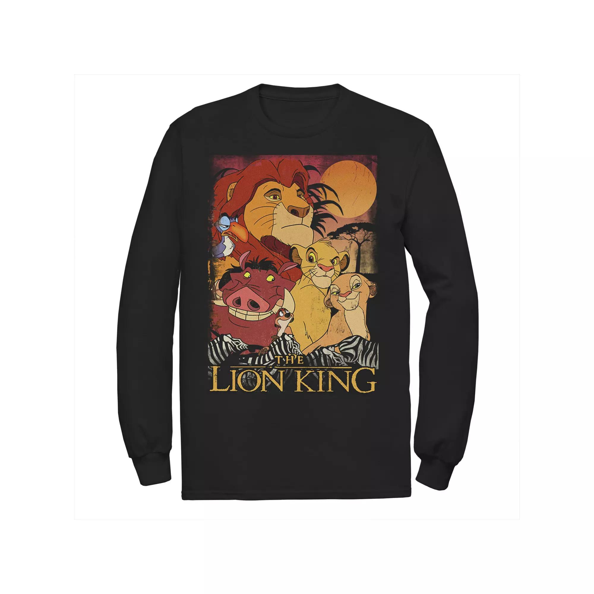 Disney's The Lion King Men's Happy Group Shot Sunset Vintage Poster Tee,  Product Image