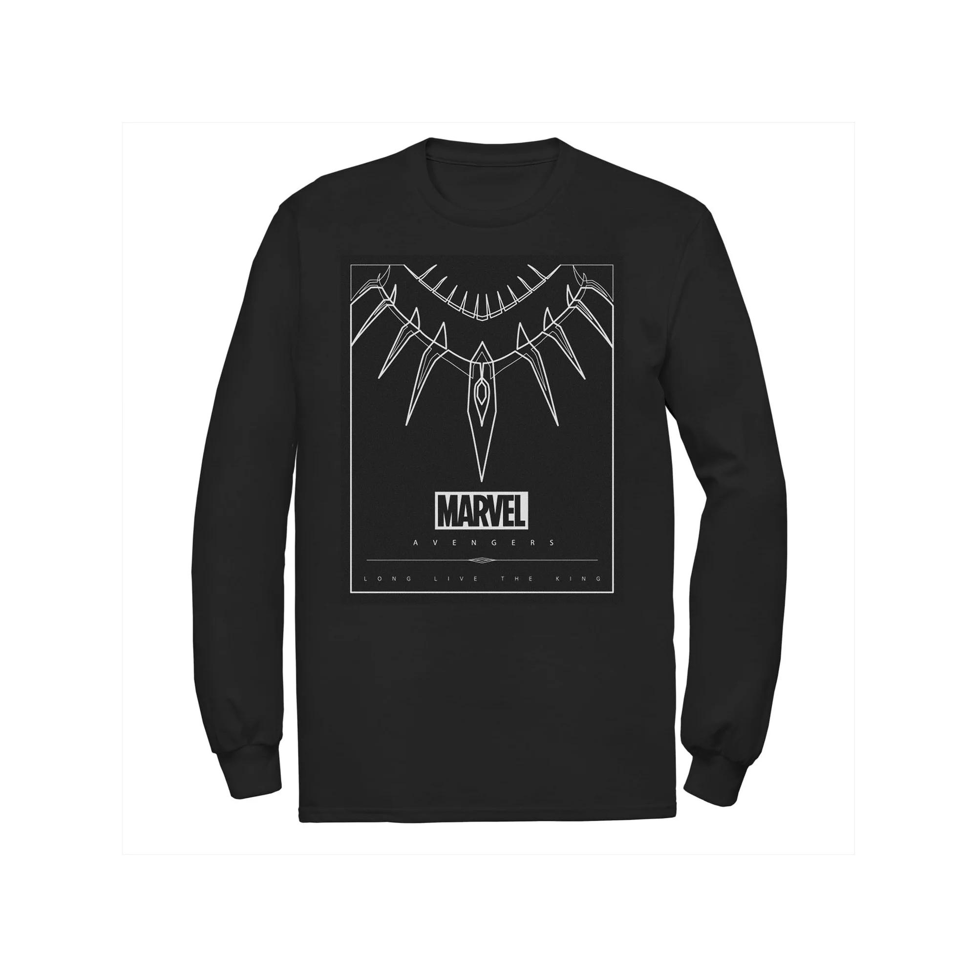 Men's Marvel Black Panther Necklace Poster Logo Long Sleeve Graphic Tee,  Product Image