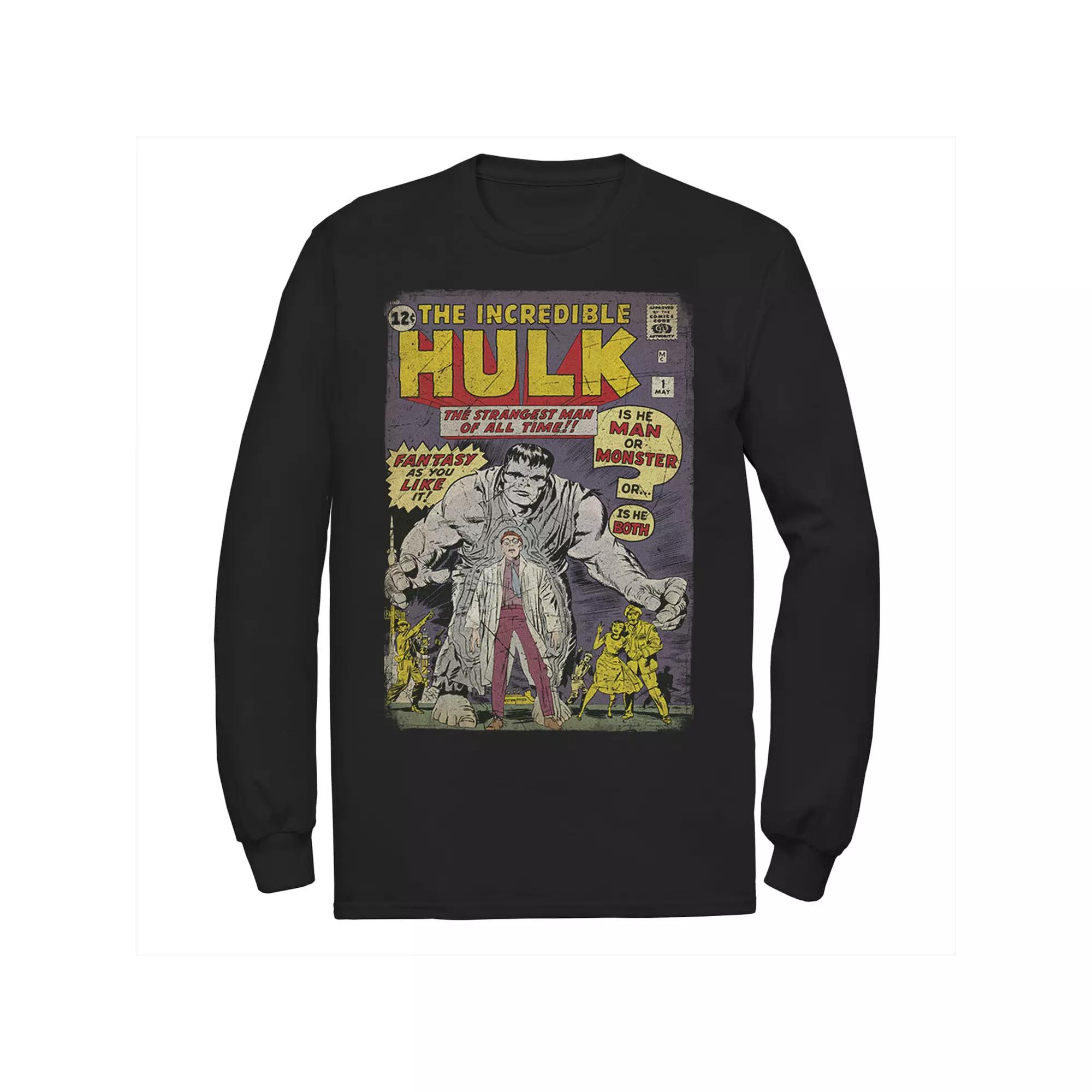 Mens Marvel The Incredible Hulk Classic Retro Comic Book Long Sleeve Graphic Tee Product Image