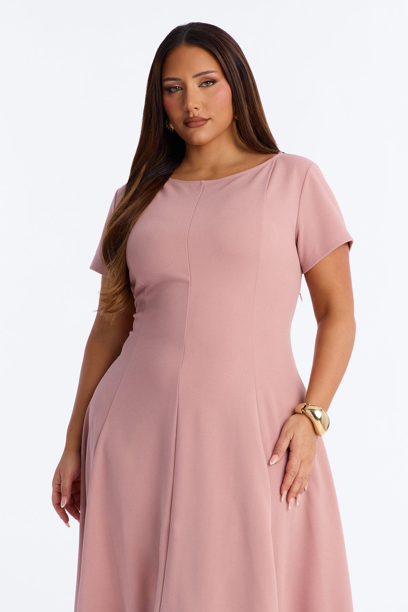 Honor Short Sleeve Midi Dress - Mauve Female Product Image