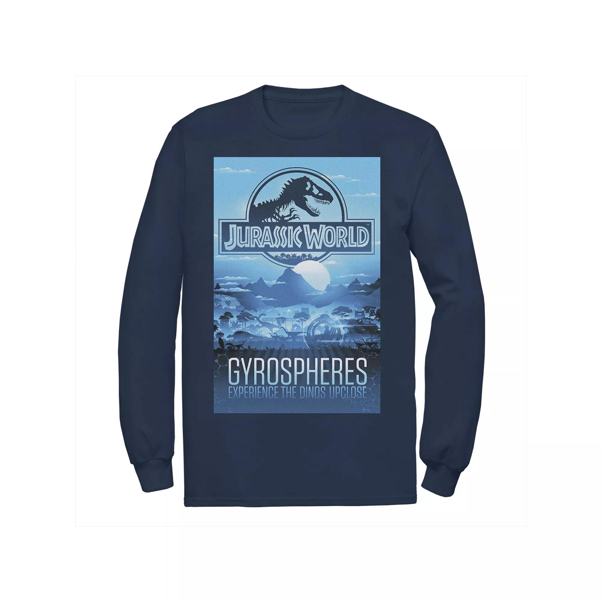 Men's Jurassic World Gyrospheres Tour Park Poster Tee, Size: Small, Blue Product Image