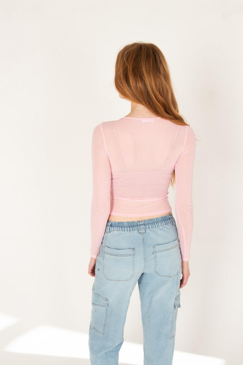 Crystal Hearts Mesh Long Sleeve Top Product Image