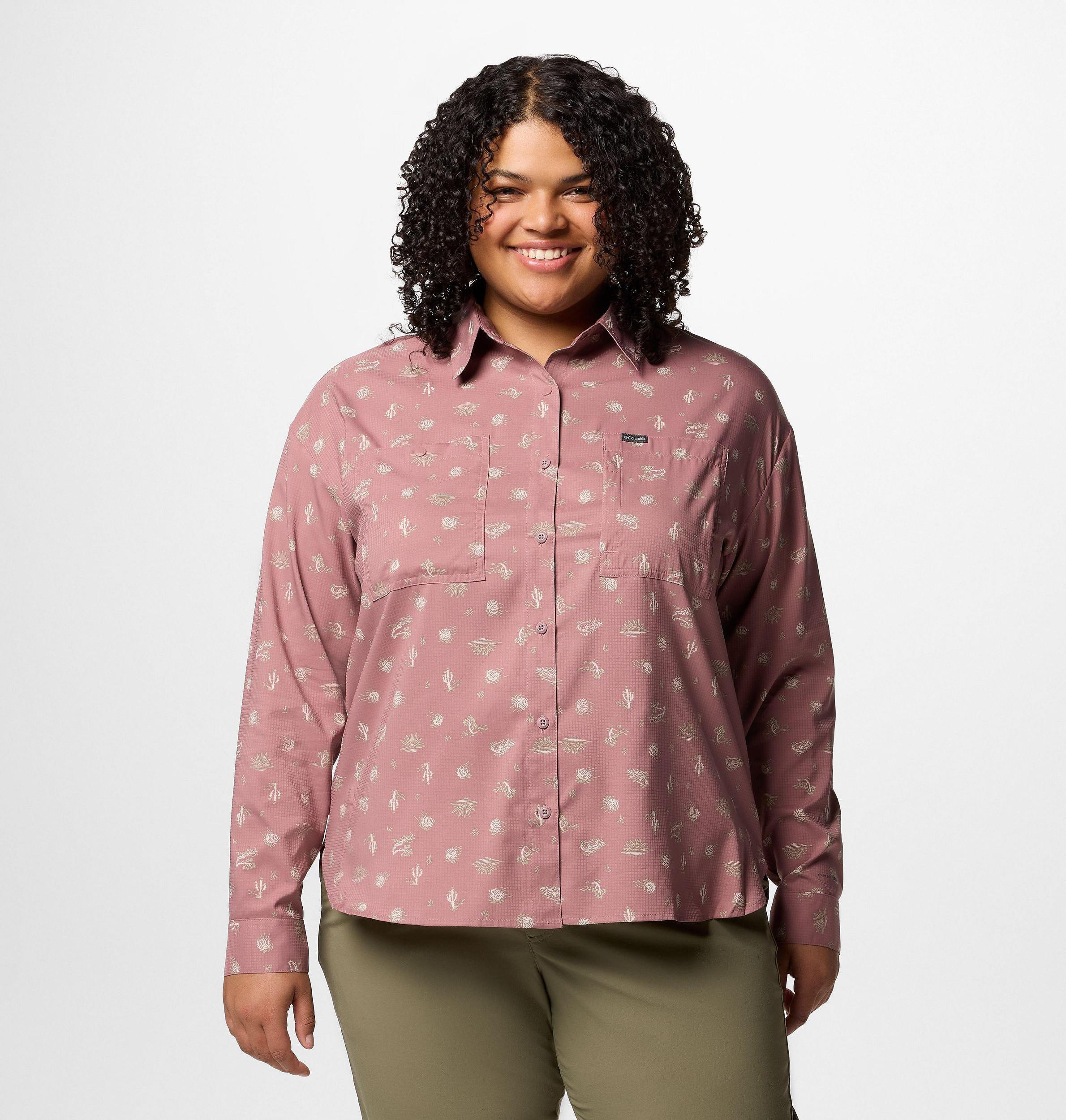 Columbia Womens Silver Ridge Utility Patterned Long Sleeve Shirt - Plus Size- Product Image