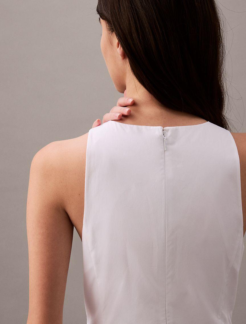 Calvin Klein Women's Cotton Poplin Sleeveless Midi Dress - White - 2 Product Image