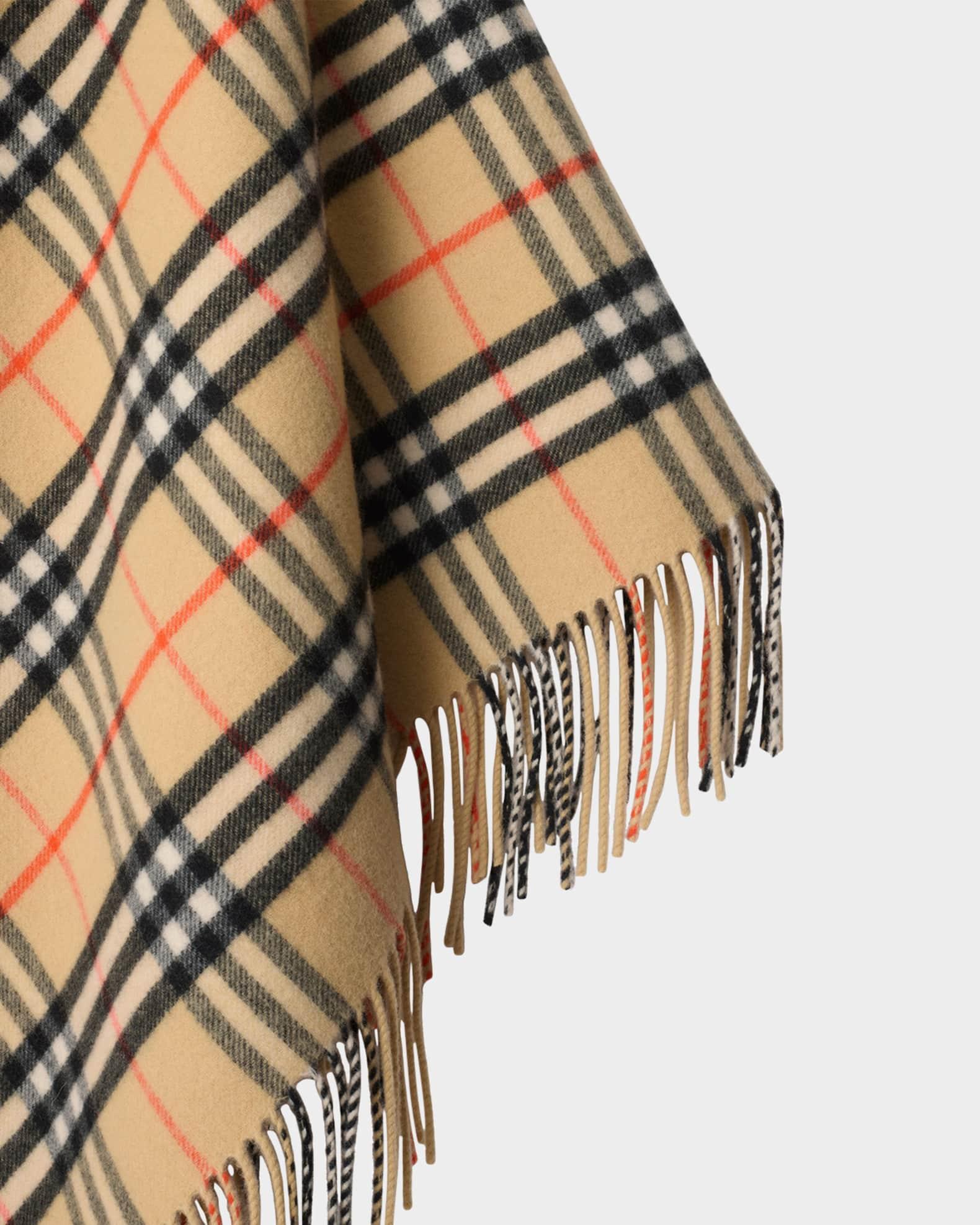 Wool and Cashmere Check Bandana Cape Product Image