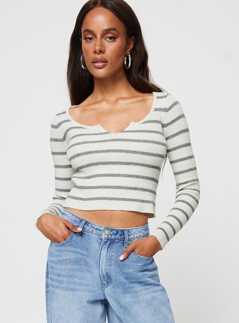 Devis Long Sleeve Top White / Black Product Image