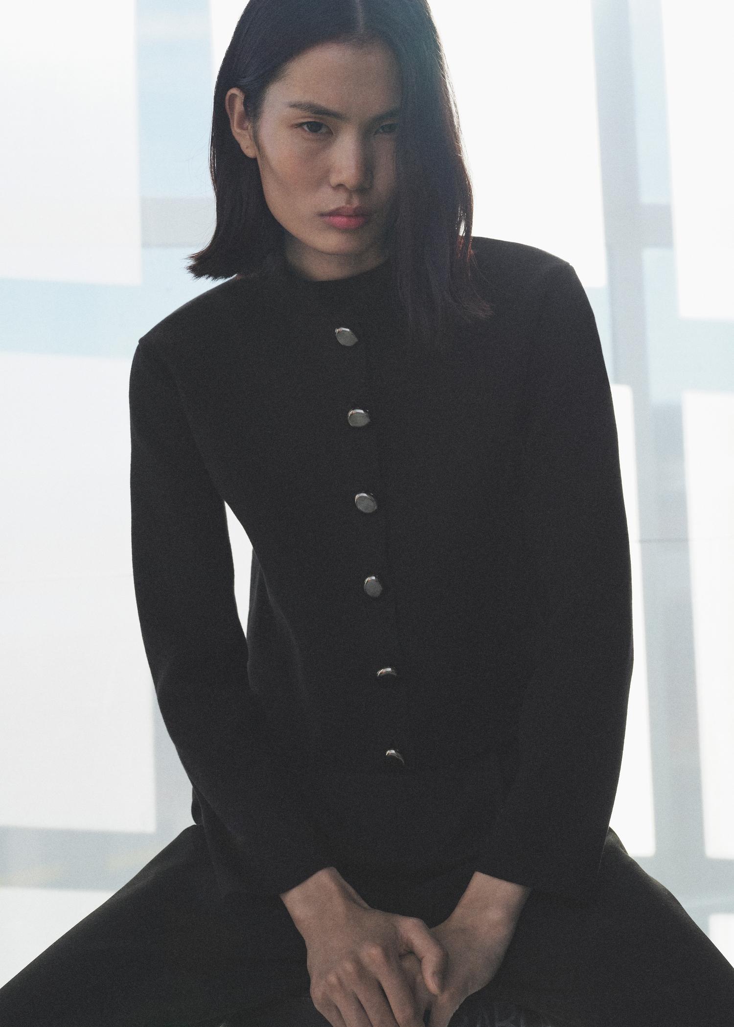 Jacket with jewel-button strip collar - Women | MANGO USA Product Image