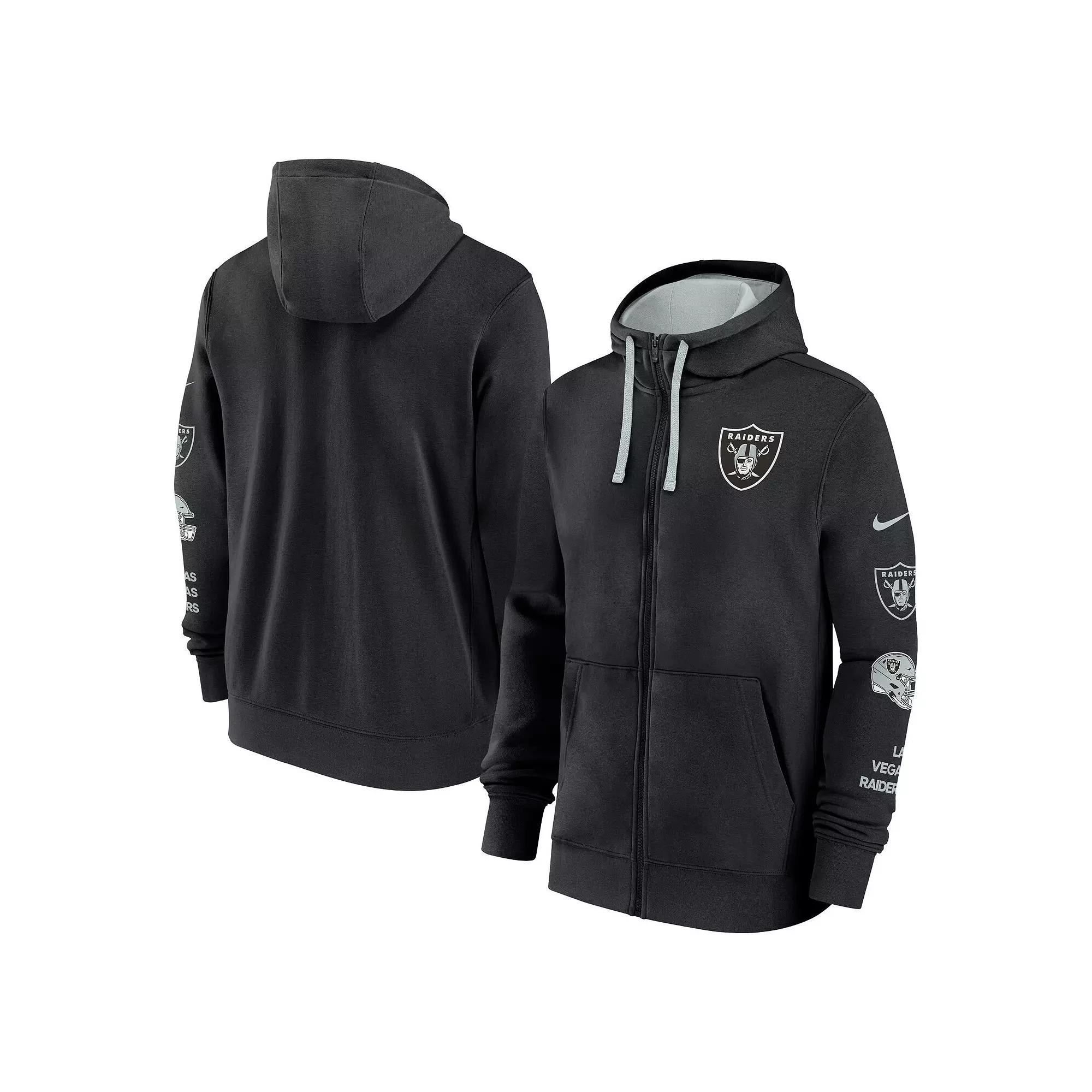 Men's Nike Black Las Vegas Raiders Club Full-Zip Hoodie Jacket, Size: Small, Lvr Black Product Image