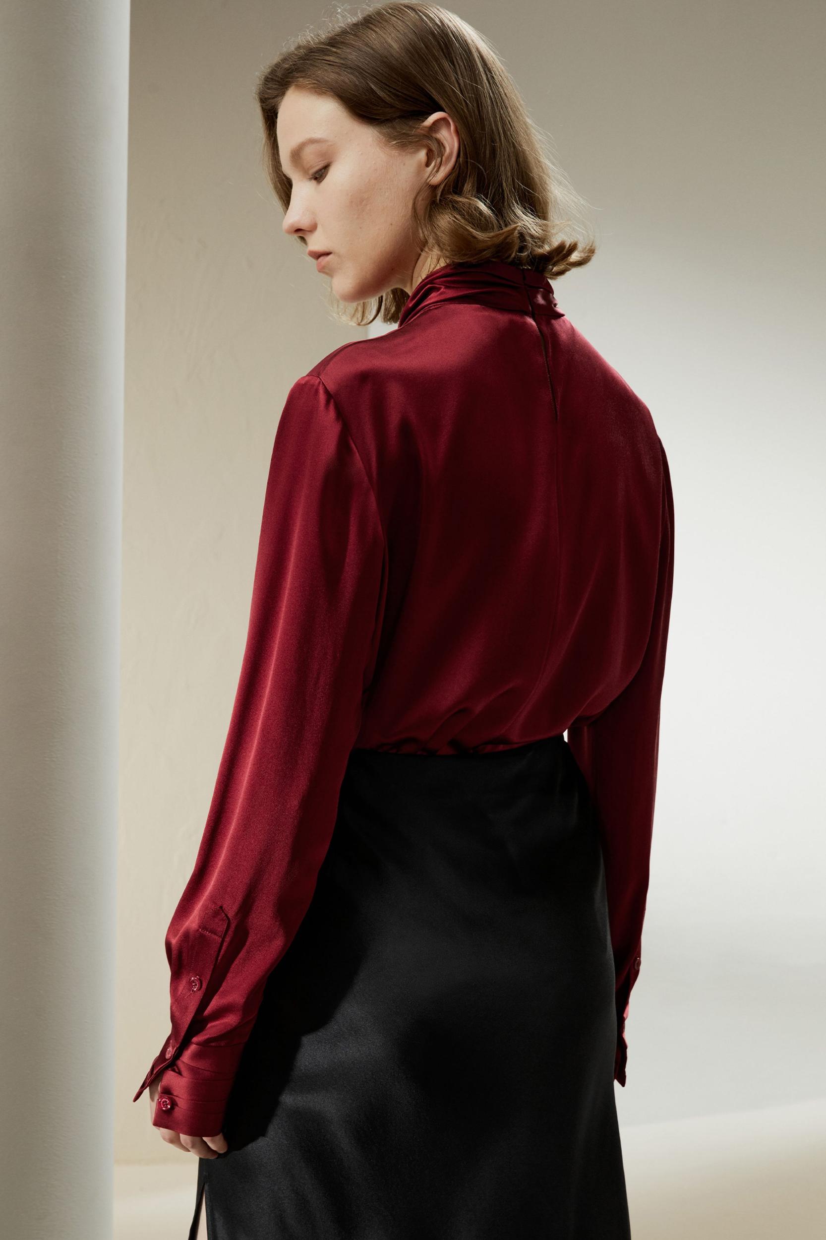 Asymmetrical Embellished Pleats Shirt Product Image